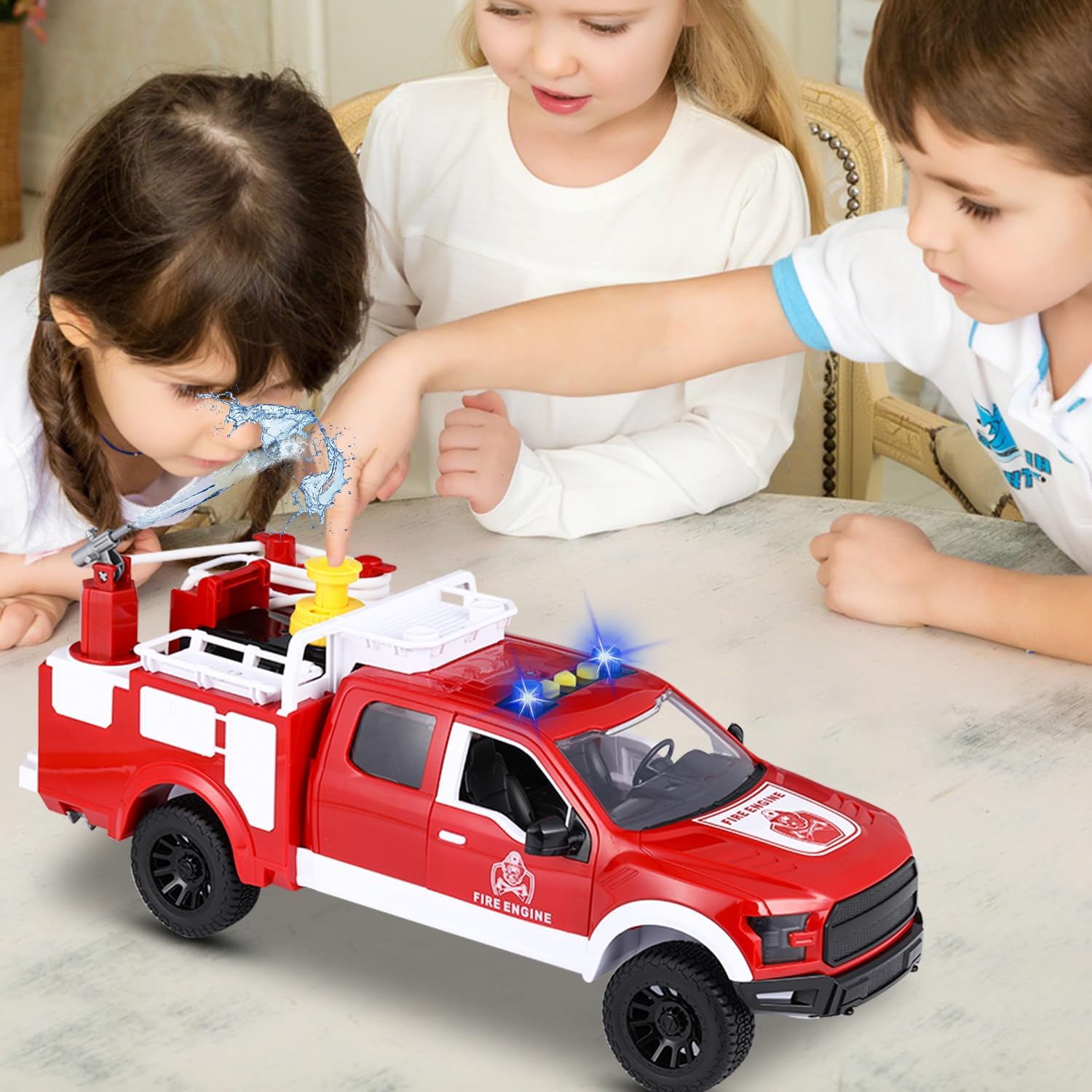 Big Fire Truck Toy for Boys Ages 4-7, F150 Raptor Toy Pickup Truck with Light and Music, for Boys 4-8 Years Old.