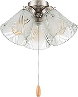 Vista 11 de Aspen Creative 22013-1, Kit de luces para ventilador de techo de tres luces con cadena de tracción, acabado blanco mate con pantallas de vidrio