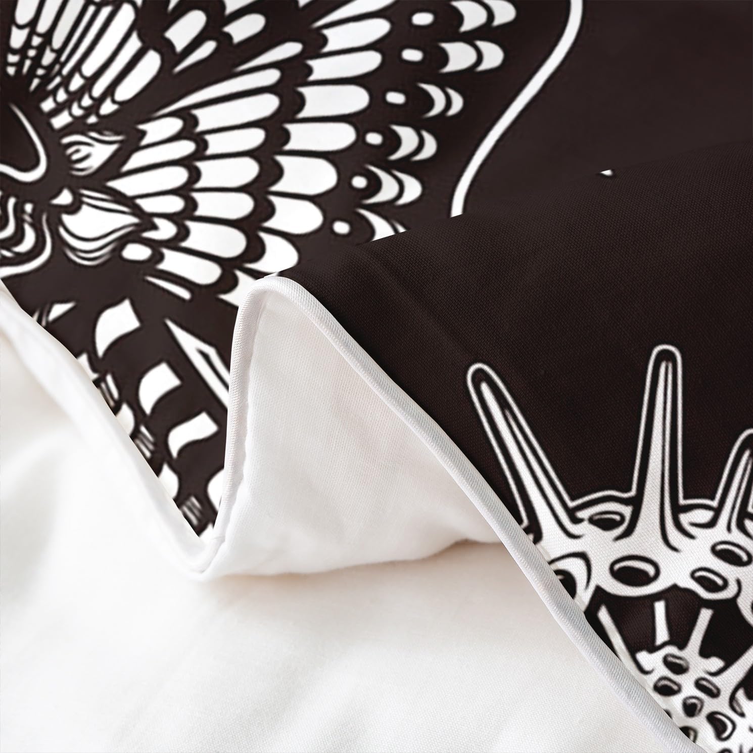 Loussiesd Boho Moth 100% Baumwolle Bettwäsche Set 135x200cm Gothic Schädel Betten Set für Frauen Schlafzimmer Dekor Bohemian Mondstern Bettbezug Set Personalisierte Moth Schädel Skelett Knochen