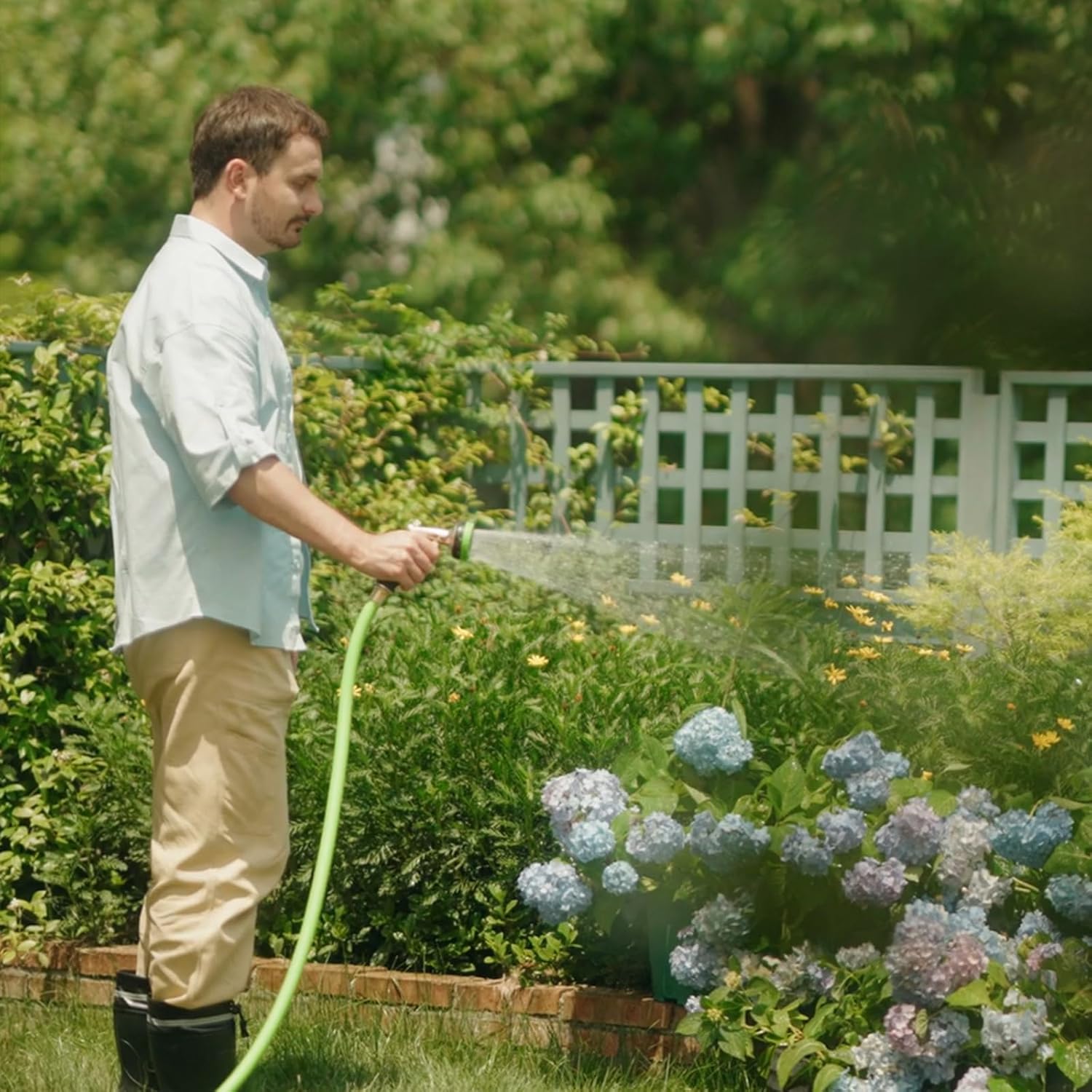 Garden Hose 75ft x 5/8",Short Garden Water Hose Heavy Duty,Flexible,Lightweight Hybrid Hose with Swivel Handle,3/4'' Brass Fittings,Hybrid Rubber Hose for Backyard