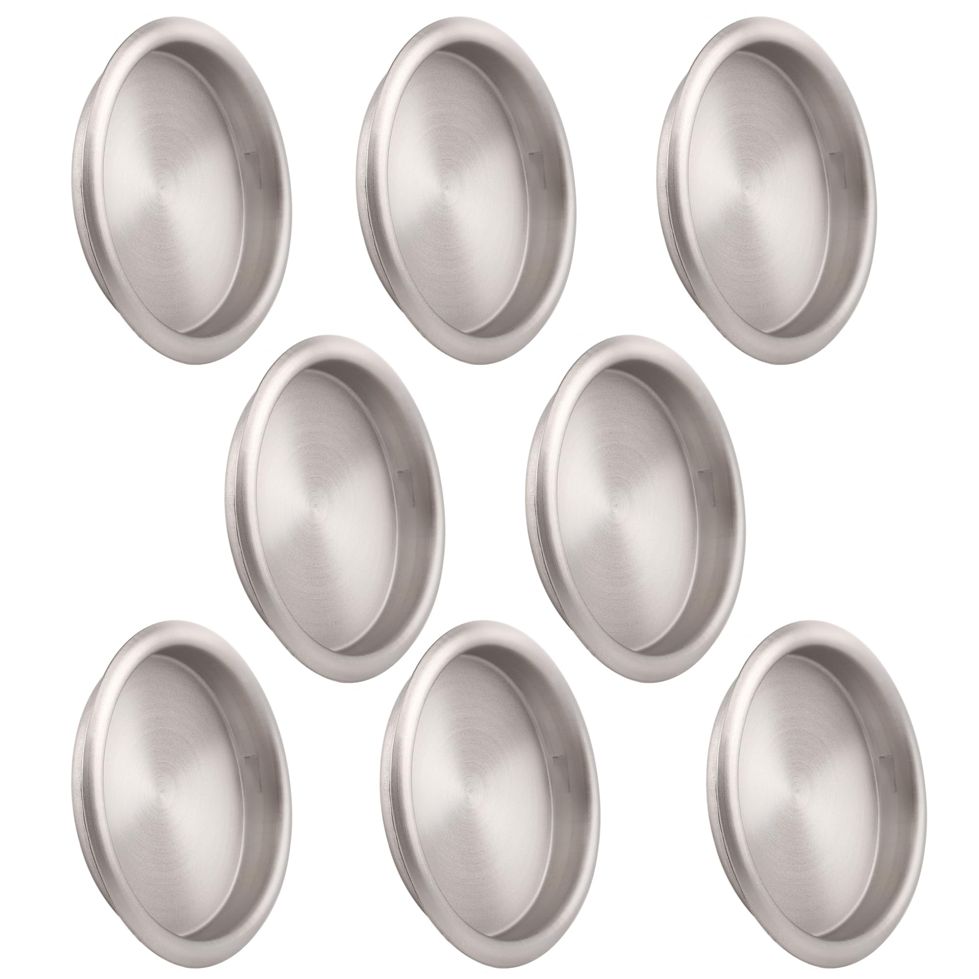 HOMOTEK 8 Pack Closet Door Finger Pulls, 2-1/16' Round Sliding Handles, Bypass Recessed Cabinet Pocket Door Pulls, Easy Snap No Drill, Brushed Nickel