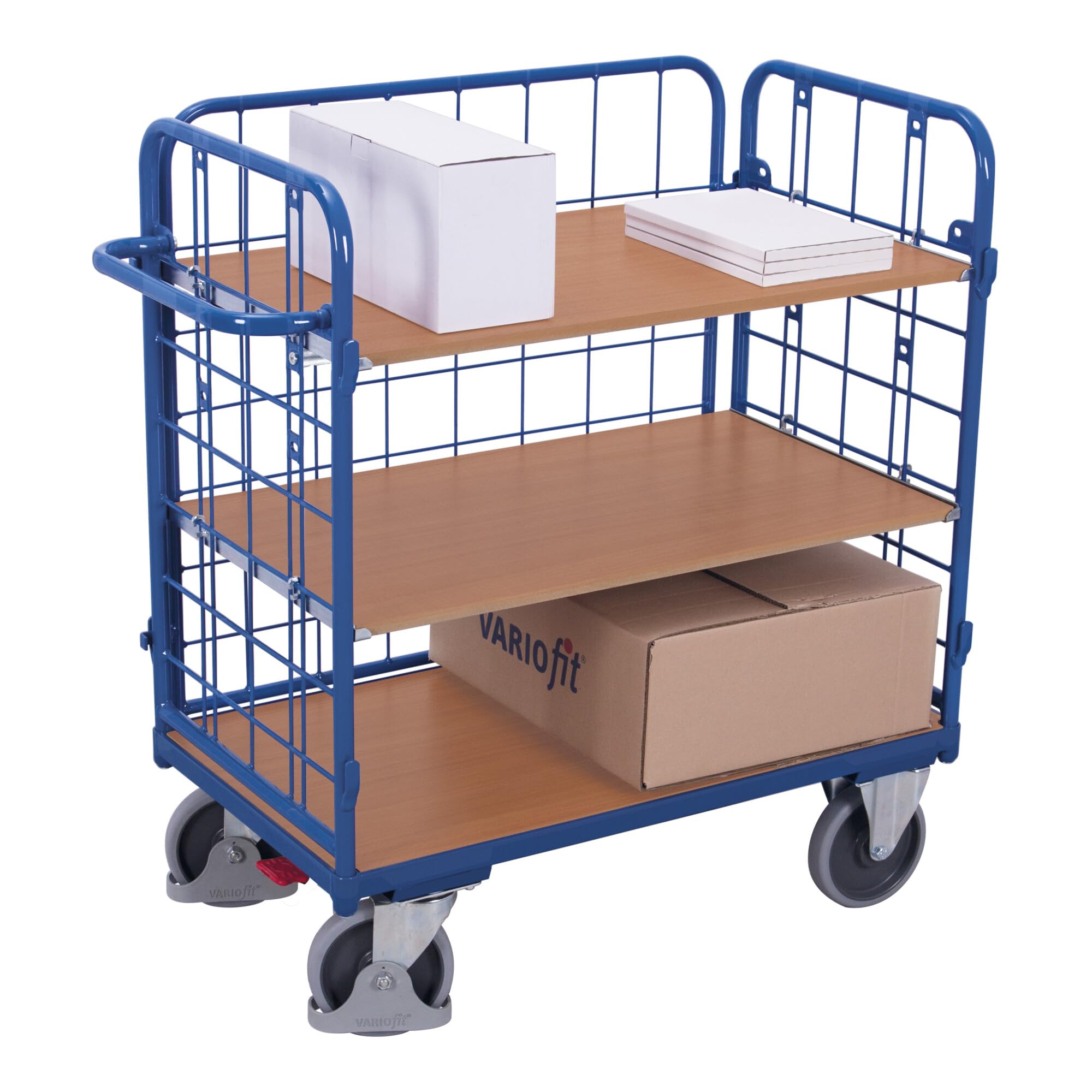 Etagenwagen niedrig RAL5010 Enzianblau Rollwagen Kastenwagen Schrankwagen