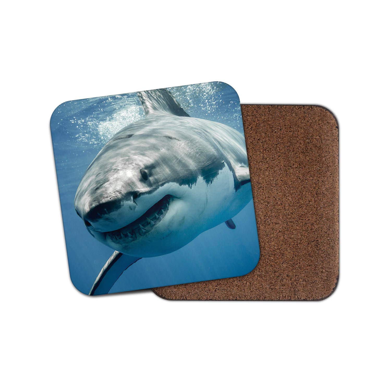 1 x Great White Shark Drinks Coaster - Sharks Scuba Diving Diver #8474