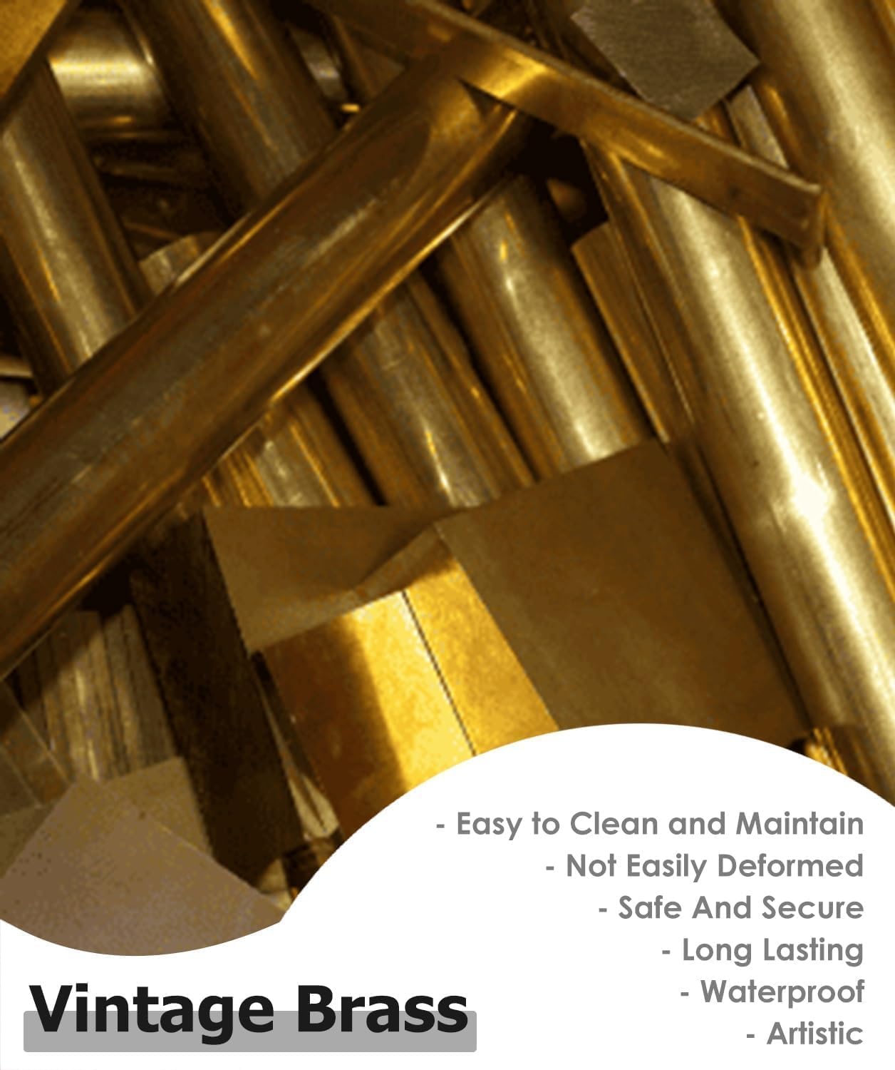 Black Brass Stair Carpet Rods for Carpet Runners, Fixed Step Tubes with Round Finials, Decorative Rods for Stair Carpets(70cm/27.6in/2.3ft)