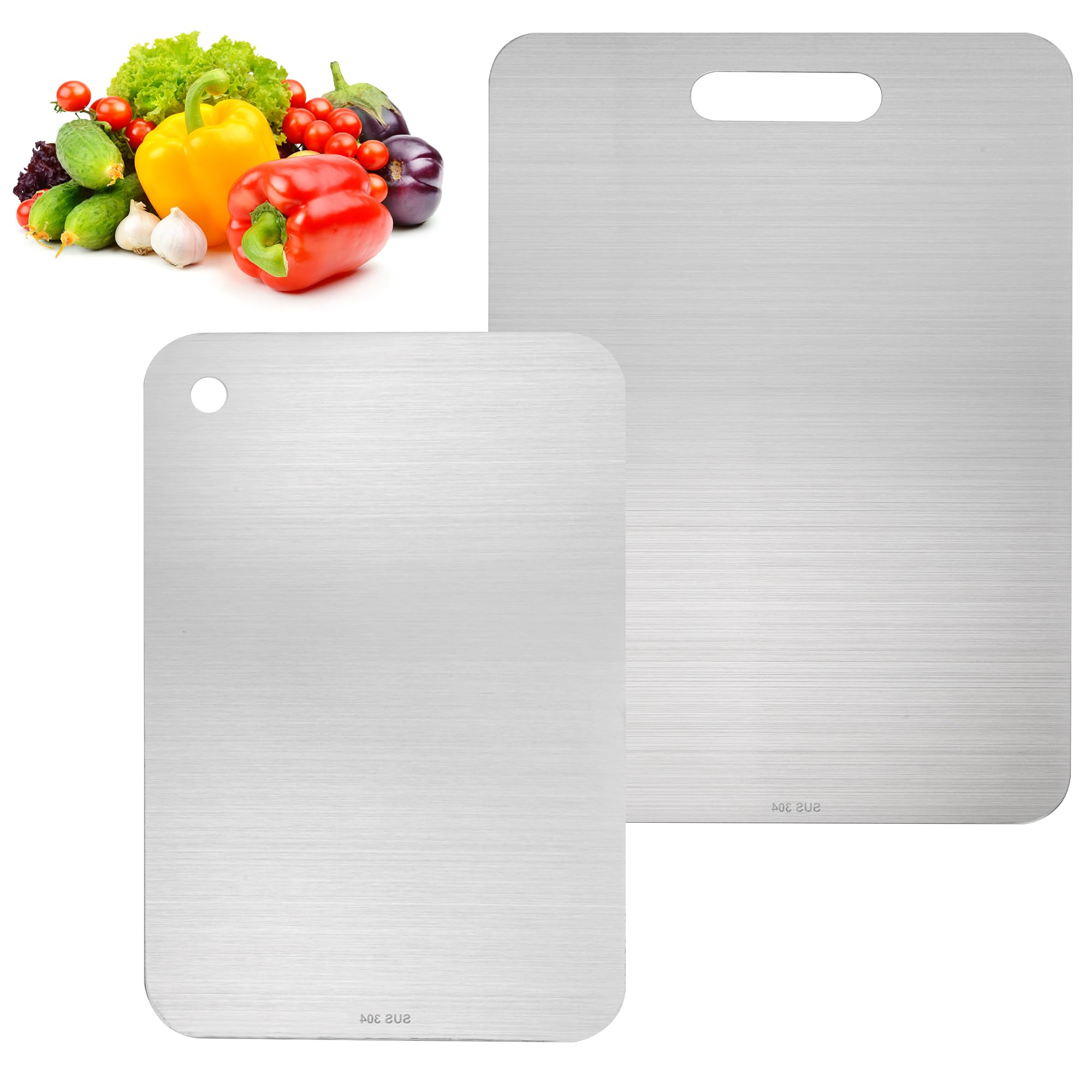 Planches à découper double face en acier inoxydable 304 lot de 2 pour votre cuisine