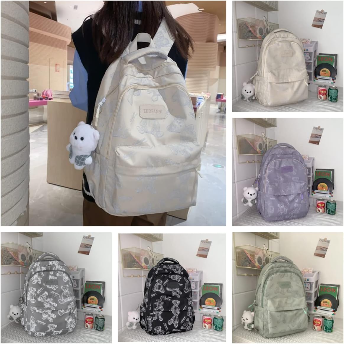 Aesthetic Leisure Fashion Lightweight Outdoor Travel Backpack for Unisex Men and Women (White)