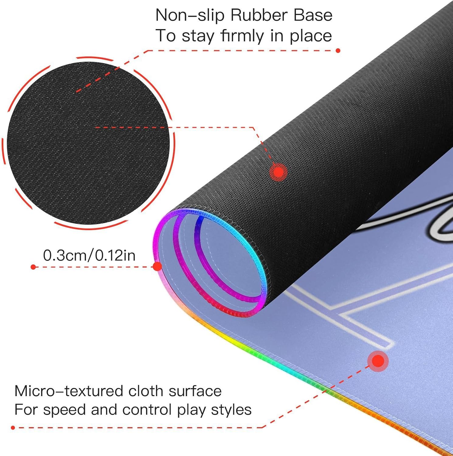 Electric Purple Custom Wireless Charging Mouse Pad for Mobile Phone Personalized Extra Large Gaming Mousepad with 13 Lighting Modes Mouse Mat for MacBook PC Laptop Desk Office Home Gaming