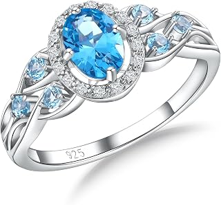 925 Sterling Silver Celtic Knot Engagement Ring for Women Moissanite/Cubic Zirconia Inlaid Oval Shaped Birthstone Rings Cocktail Wedding Birthday Jewelry(with Box)