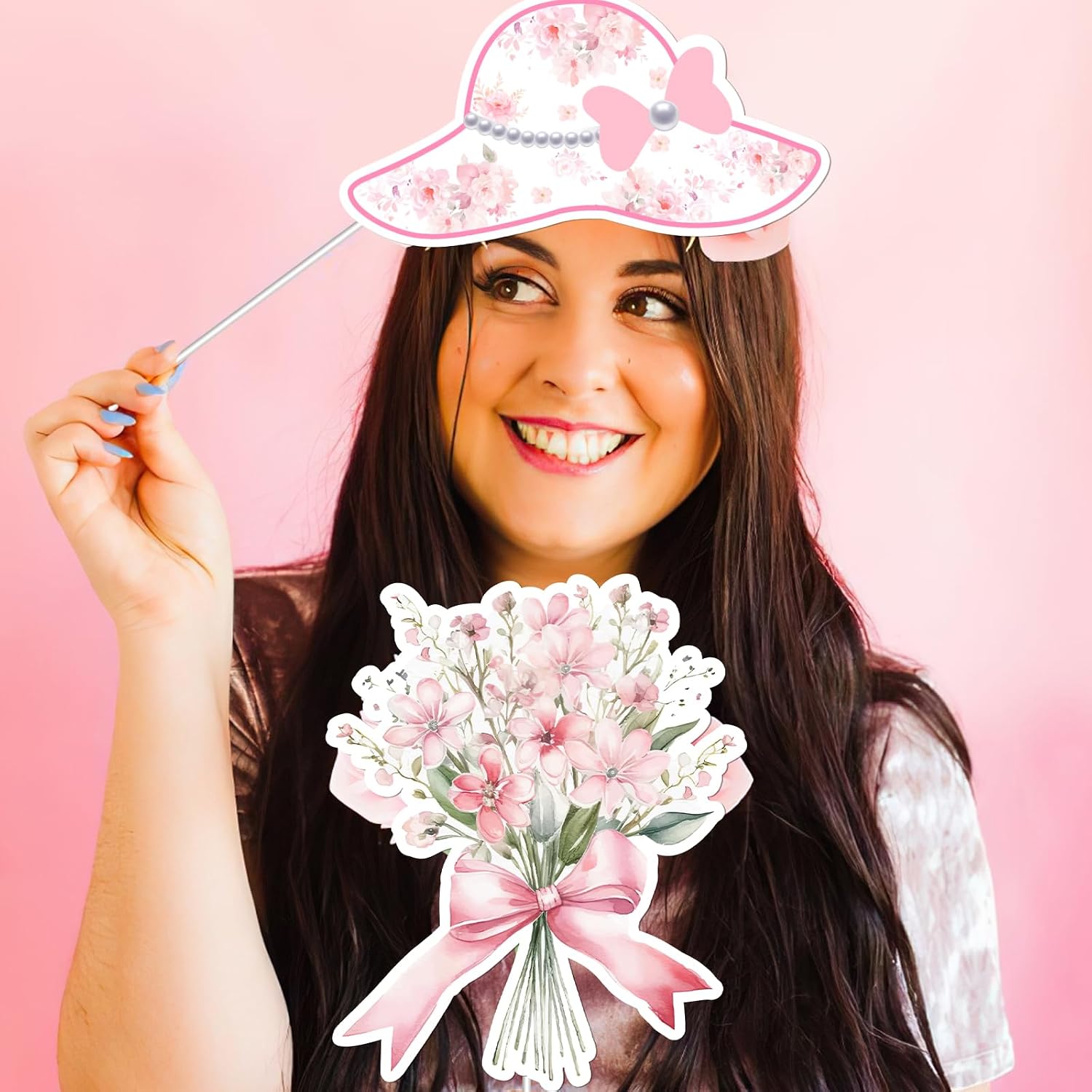 24Pcs She's Tying The Knot Photo Booth Props Pink Bow Bridal Shower Photo Booth Props Bachelorette Party Decorations for Women Wedding Bridal Shower Hen Party Favors Supplies