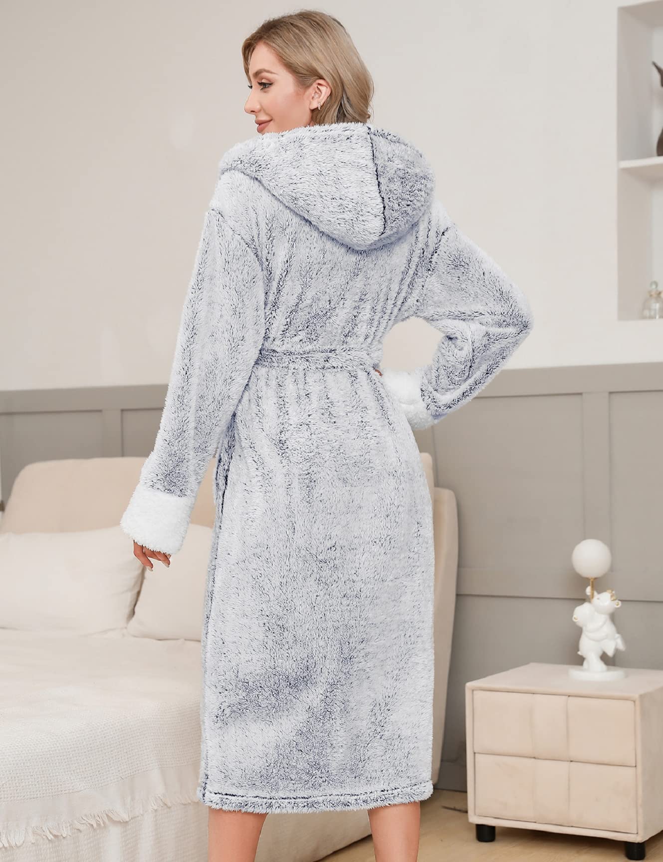 Nadeer Bata Con Capucha para Mujer, De Baño De Felpa Suave, De Casa Ropa De Salón Albornoz