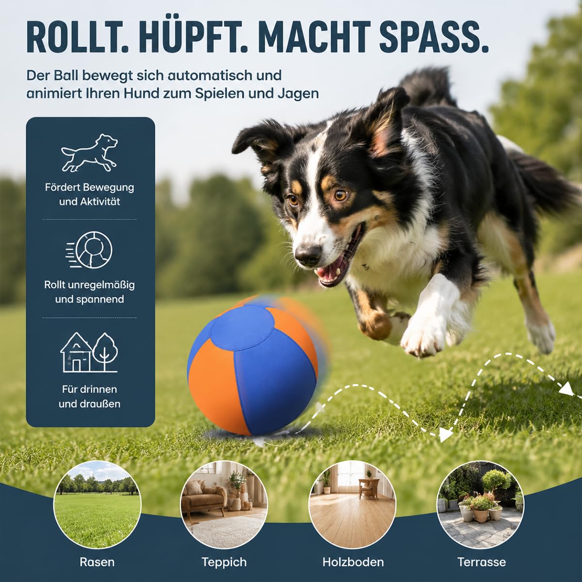 Lentiva Norden Treibball, Treibball für Hunde, ufblasbarer Herding Ball für mittlere & große Rassen, Kau- und kratzfester Hüteball mit Handschlaufe, Riesen Hundeball für Outdoor Training (B,55 CM)