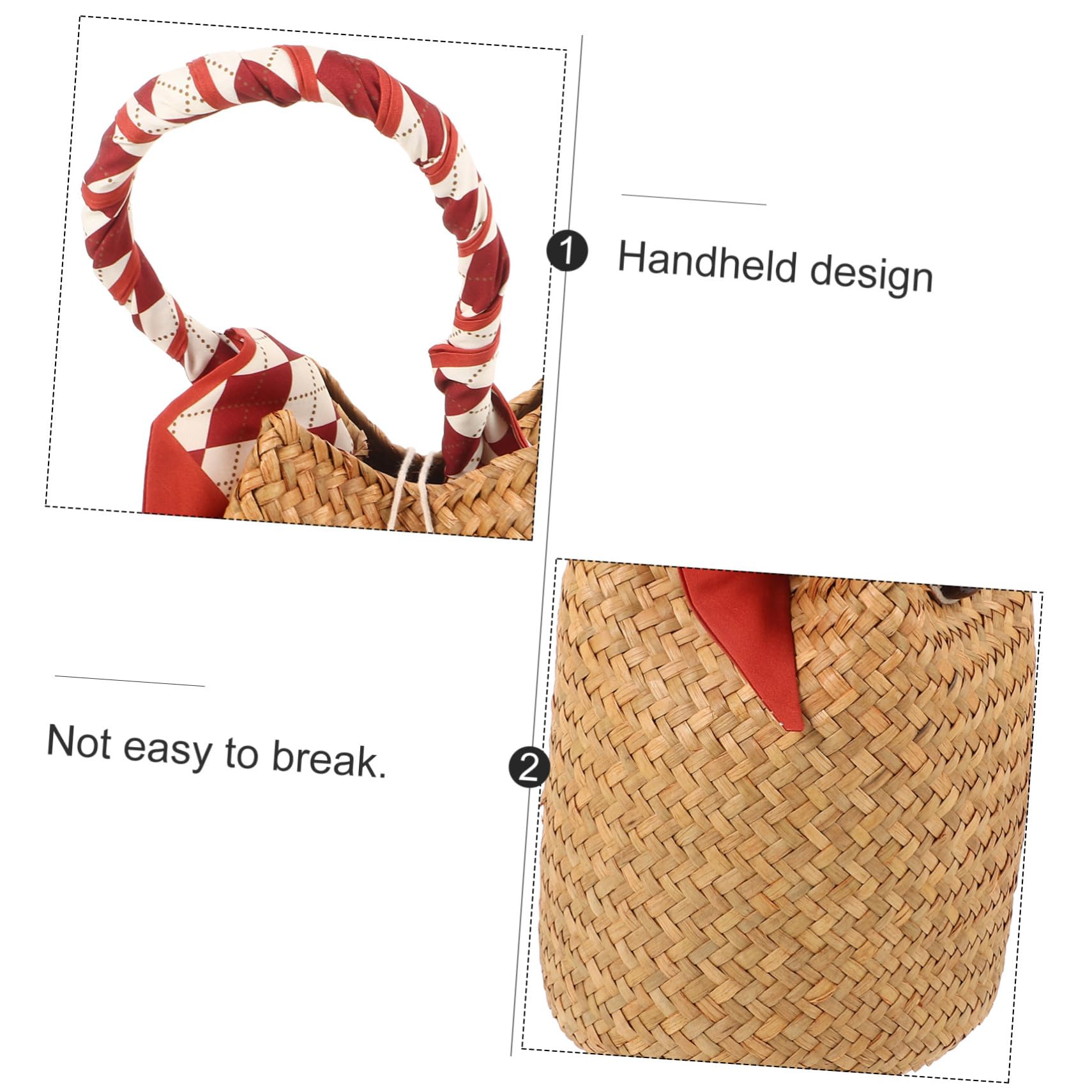 Hemobllo Bolsa de Paja Tejida Mano Bolso de Mano para Mujer Bolso Bohemio de Paja para Playa de Verano para Mujer