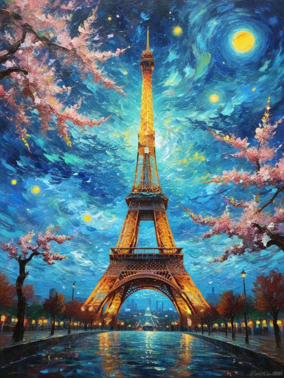 Henypt Cross Stitch Kits Starry Sky and Flowering Trees Landscape DIY Needlepoint Set for Beginners The Elderly with Accessories Home & Leisure/Gifts 14CT 60x80cm