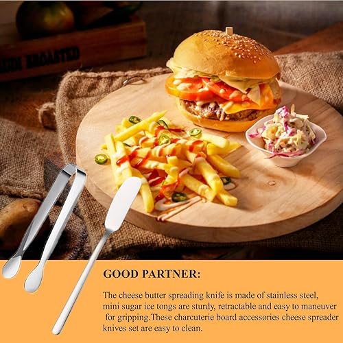 Miniatura 3 de Juego de 8 cuchillos esparcidores de mantequilla de queso, accesorios para tablero de charcutería, juego de cuchillos esparcidores de acero
