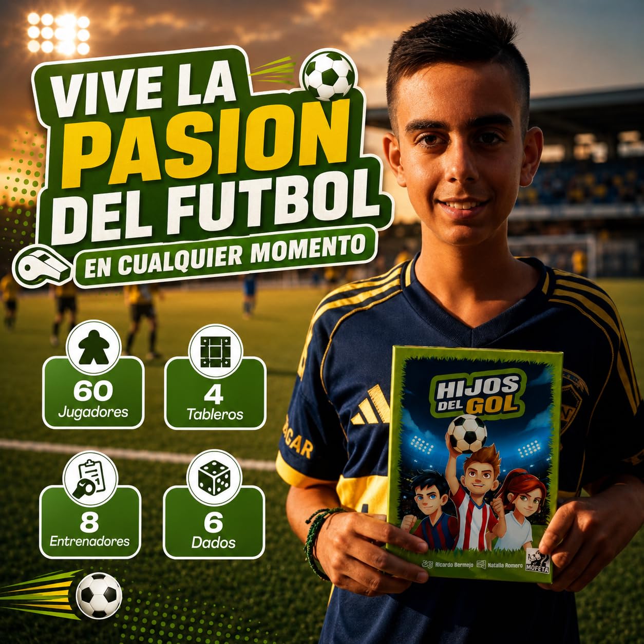 Juego de Mesa de Fútbol Hijos del GOL para Niños y Familias | Juego de Estrategia con Dados, Meeples y Tableros | Partidas Rápidas de 20´| 2 a 4 Jugadores Futbol Niños +8 Años|Compite por ser el mejor