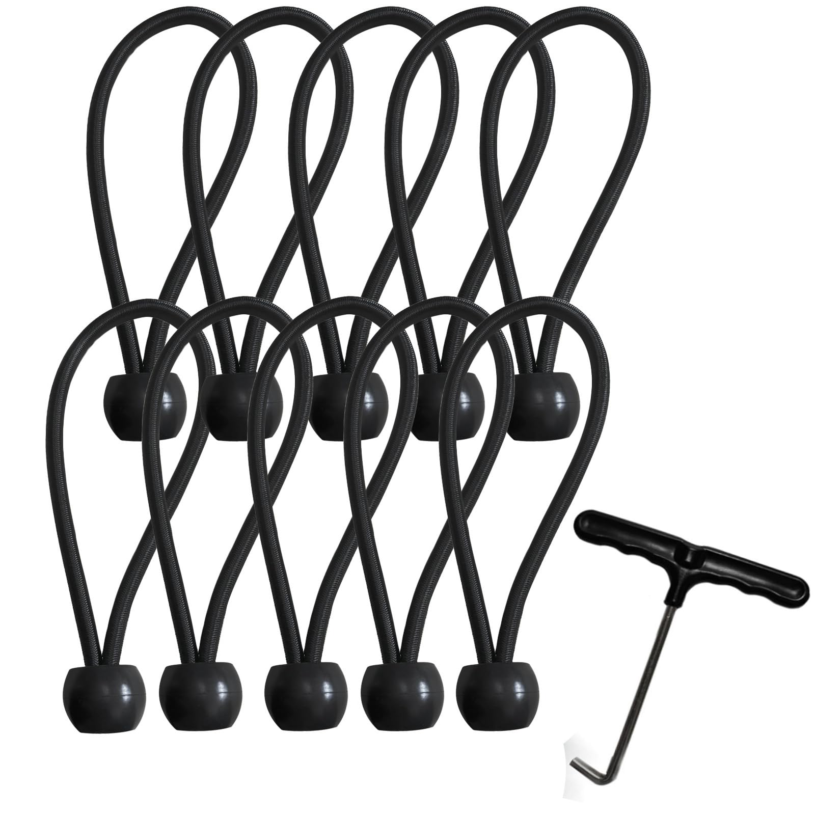 10PCS Mini Trampoline Bungee Cord Replacement 7 Inch Fitness Trampoline Bungee Ball Cords, with Spanning Tool (10)