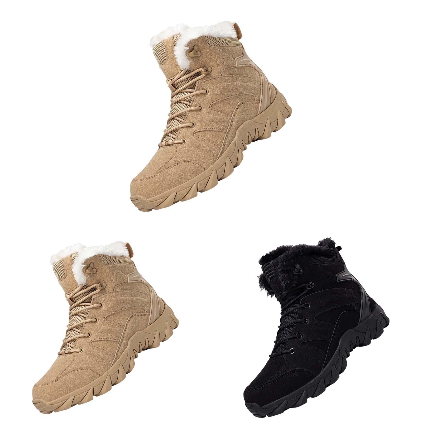 Schneestiefel Herren Wasserdicht Gefüttert Warm - Winterschuhe Atmungsaktiv Klobig Winterstiefel - Rutschfest Outdoor Schneeschuhe Mit Schnürsenkeln Thermoschuhe Bequeme Wanderschuhe Winter Boots