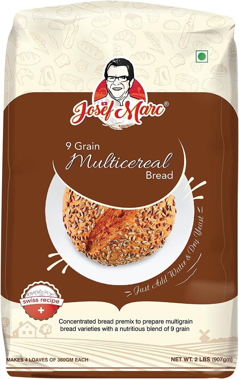 9 Grain Multicereal Bread Mix, 2 LBS (907g) - 9 Grain Bread Mix, No GMO, No Artificial Color or Preservatives | Formulated in Switzerland