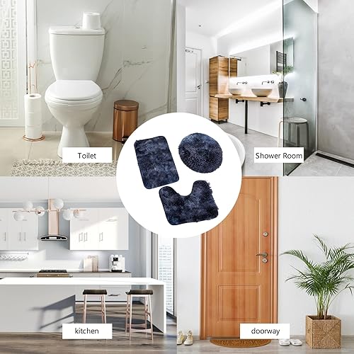Miniatura 3 de CENGNIAN Juego de alfombras de baño de 3 piezas, alfombra de baño ultra suave antideslizante, alfombra de baño de felpilla absorbente, alfombra