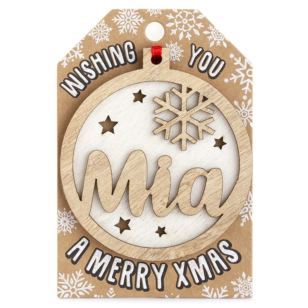 Stands Out, Supplying Outstanding Gifts Mia Personalised Wooden Name White Hanging Christmas Tree Bauble Decoration