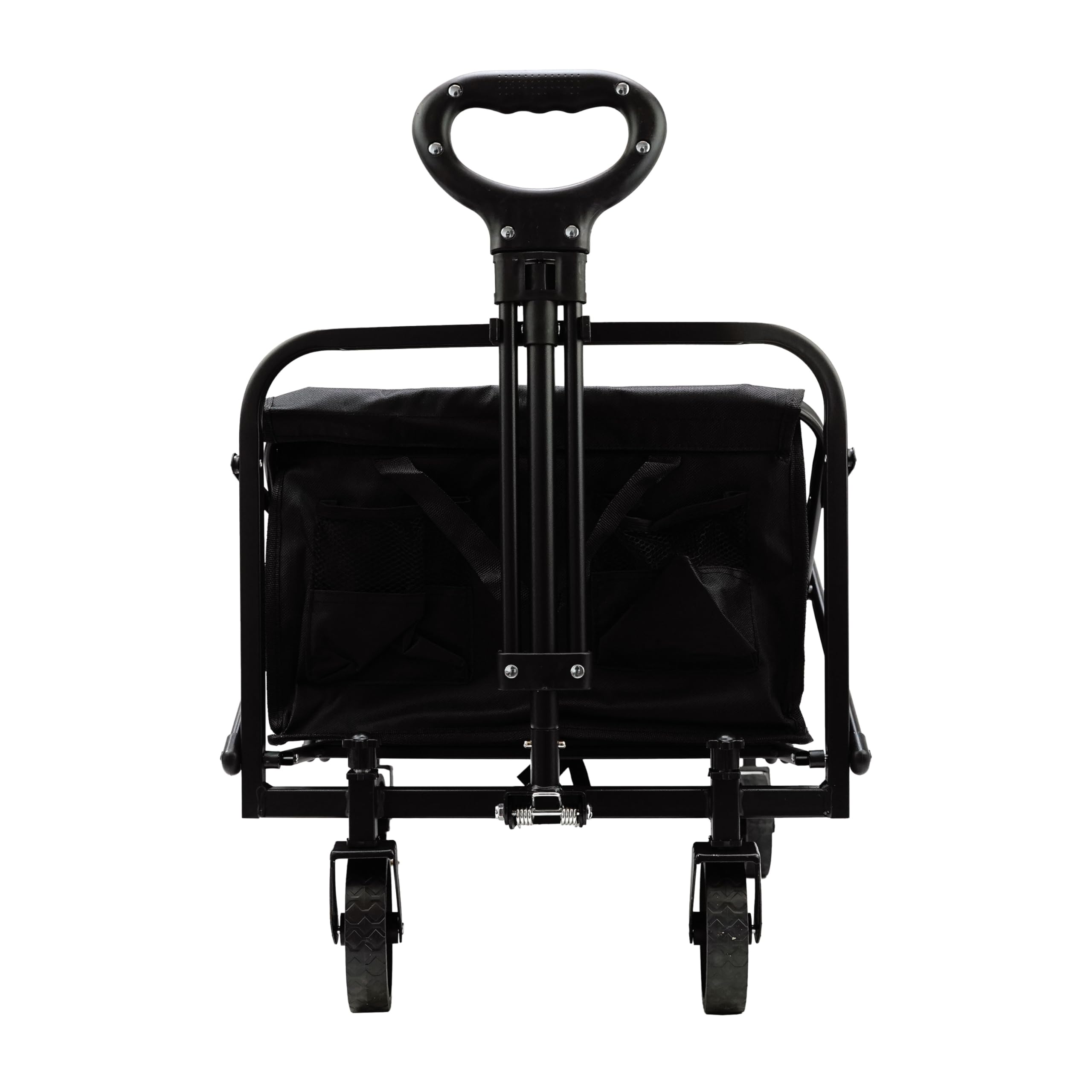 Chariot Pliable Noir 75 x 45 x 86 cm - Chariot Utilitaire Pliable avec Tissu Oxford 600D Durable - Poignée réglable - avec 2 Porte-gobelets - Idéal pour Le Plage