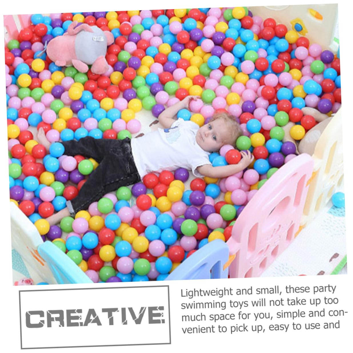 Palline per Piscina 100 Pezzi in Plastica, Rotonde per Bambini | Leggere, per Feste e Nuoto, Sviluppo Coordinazione Mano-occhio, Presa Agevolata Stile Casuale