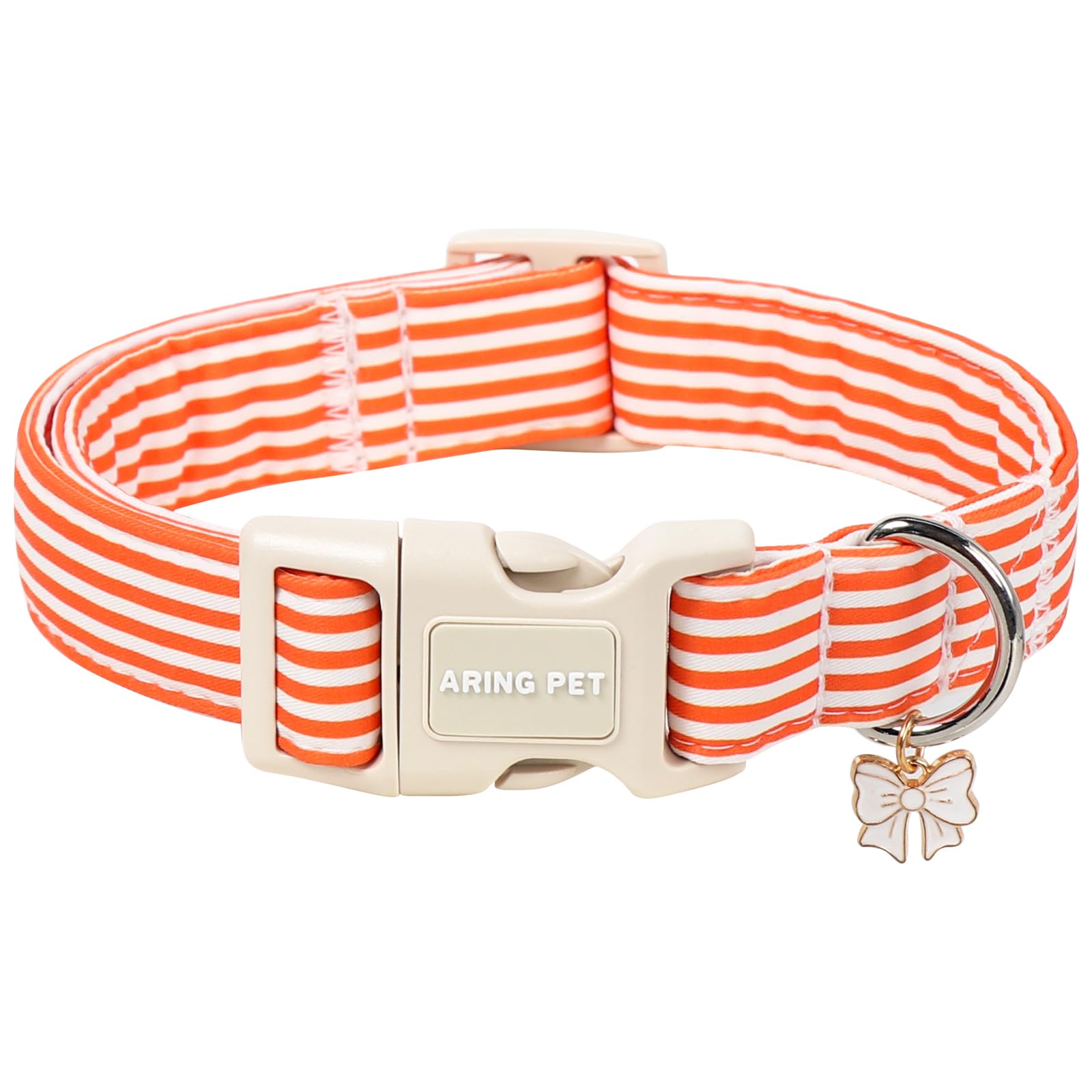 ARING PET Orange Striped Dog Collar for Small Medium Large Boy Girl Dogs-L