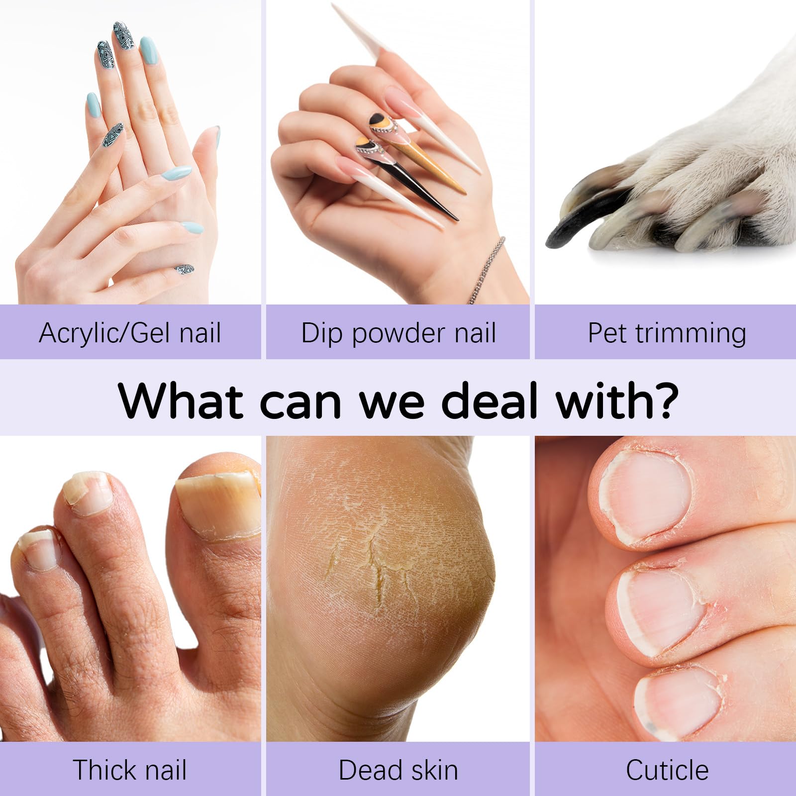Perceuse à ongles électrique, lime à ongles sans fil rechargeable, perceuse portable à 5 vitesses pour ongles épais, cuticules, coupe-mains et pieds pour femmes, hommes, bébés et animaux