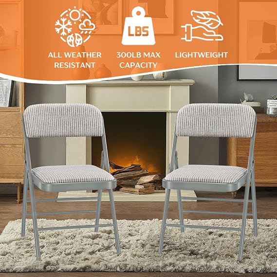 24-Pack Padded Folding Chairs with Cushion Comfortable Metal Folding Party Chair with Steel Frame for Indoor & Outdoor Use, for Home Events, Office, Party and Weddings (Vinyl Gray (24-Pack))