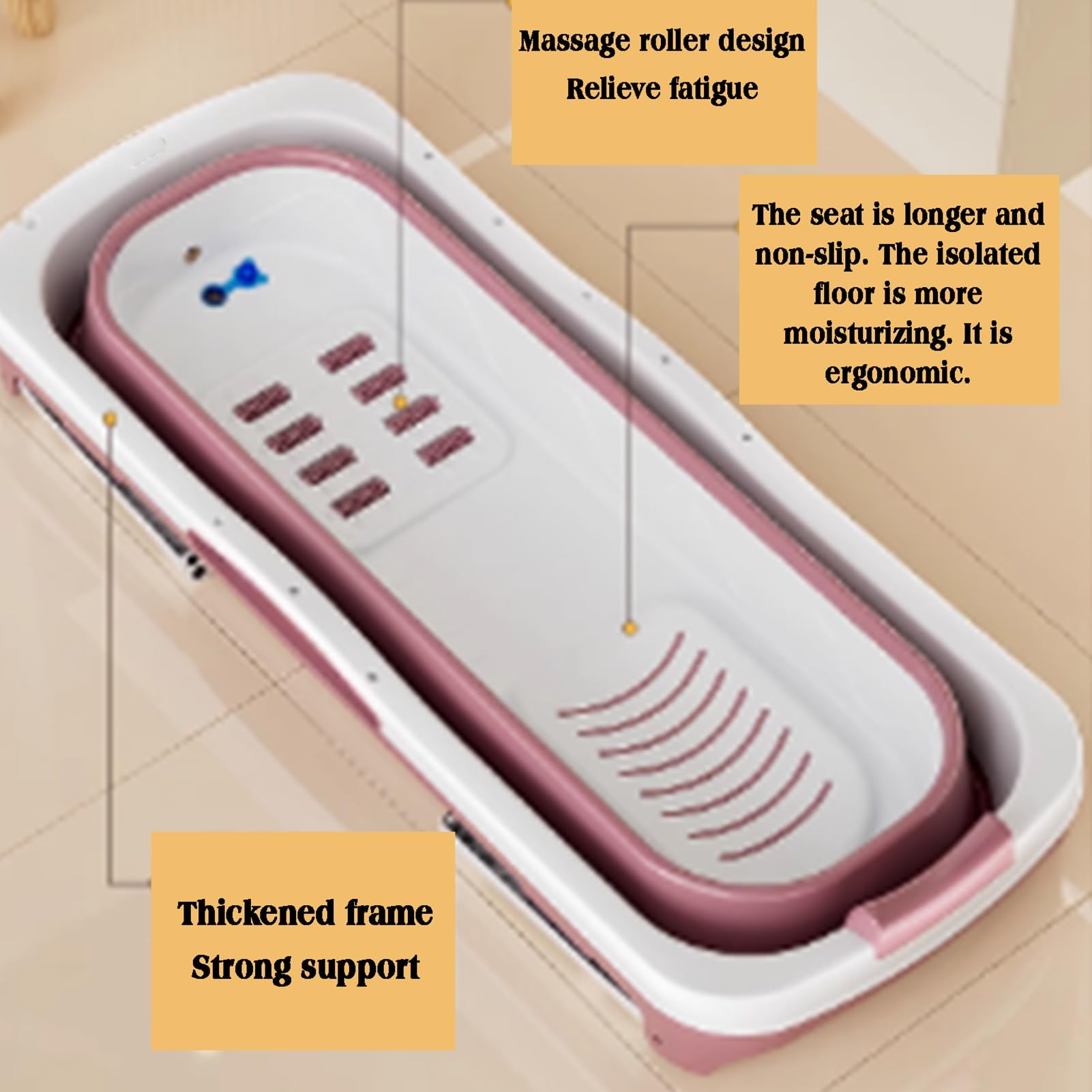Vasca da bagno pieghevole portatile da viaggio, facile da riporre e trasportare, ideale per piccoli spazi, design compatto (1118 x 600 x 580 mm) perfetta per uso familiare