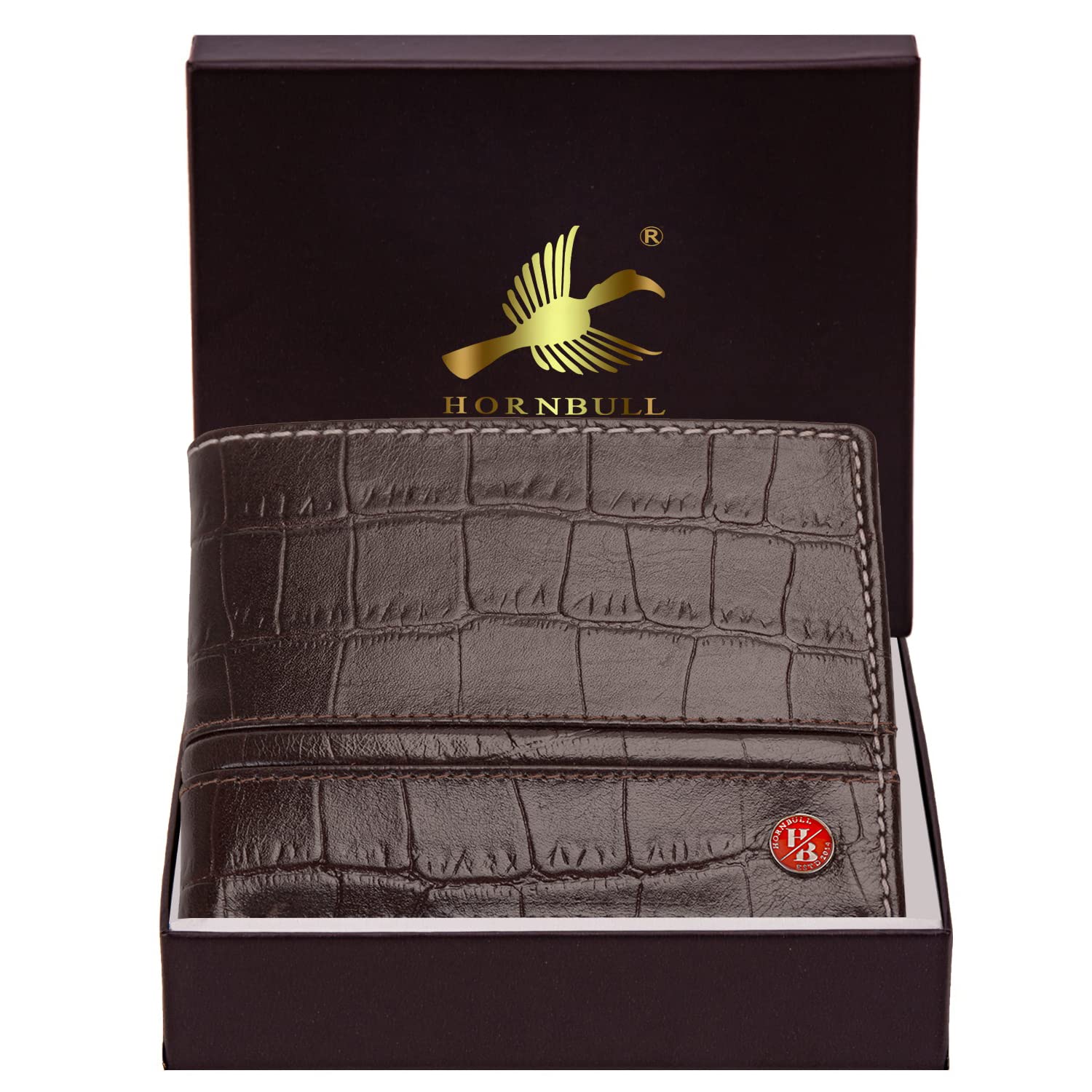 HORNBULL Denial Brown Printed RFID Blocking Leather Wallet for Men - Image 7 thumbnail