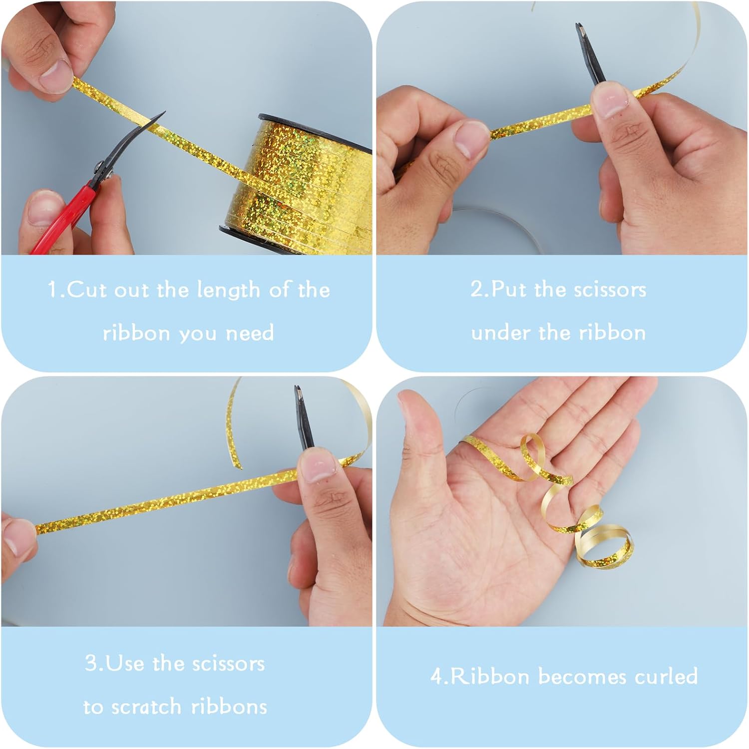 100 Yards Curling Ribbon-Balloon 6PCS Ribbon-Balloon String for Art&Craft Decor,Gift Wrapping,Ribbons and Bows for Christmas New Year Birthday Gifts Supplies - Image 5