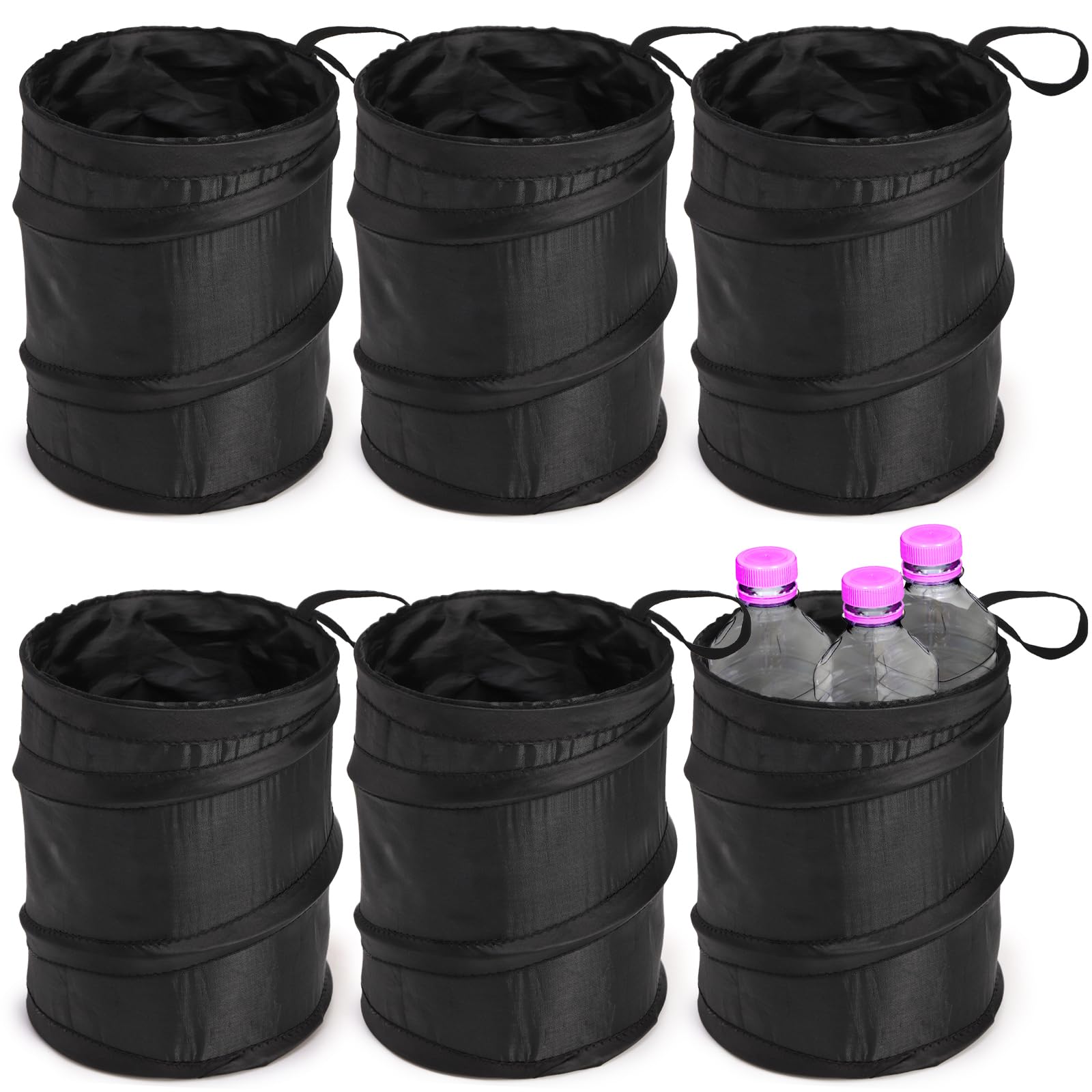 yarlung 6 Pack Car Trash Can, Collapsible Pop-up Car Garbage Can, Waterproof Small Trash Bag Portable Rubbish Bin for Automotive