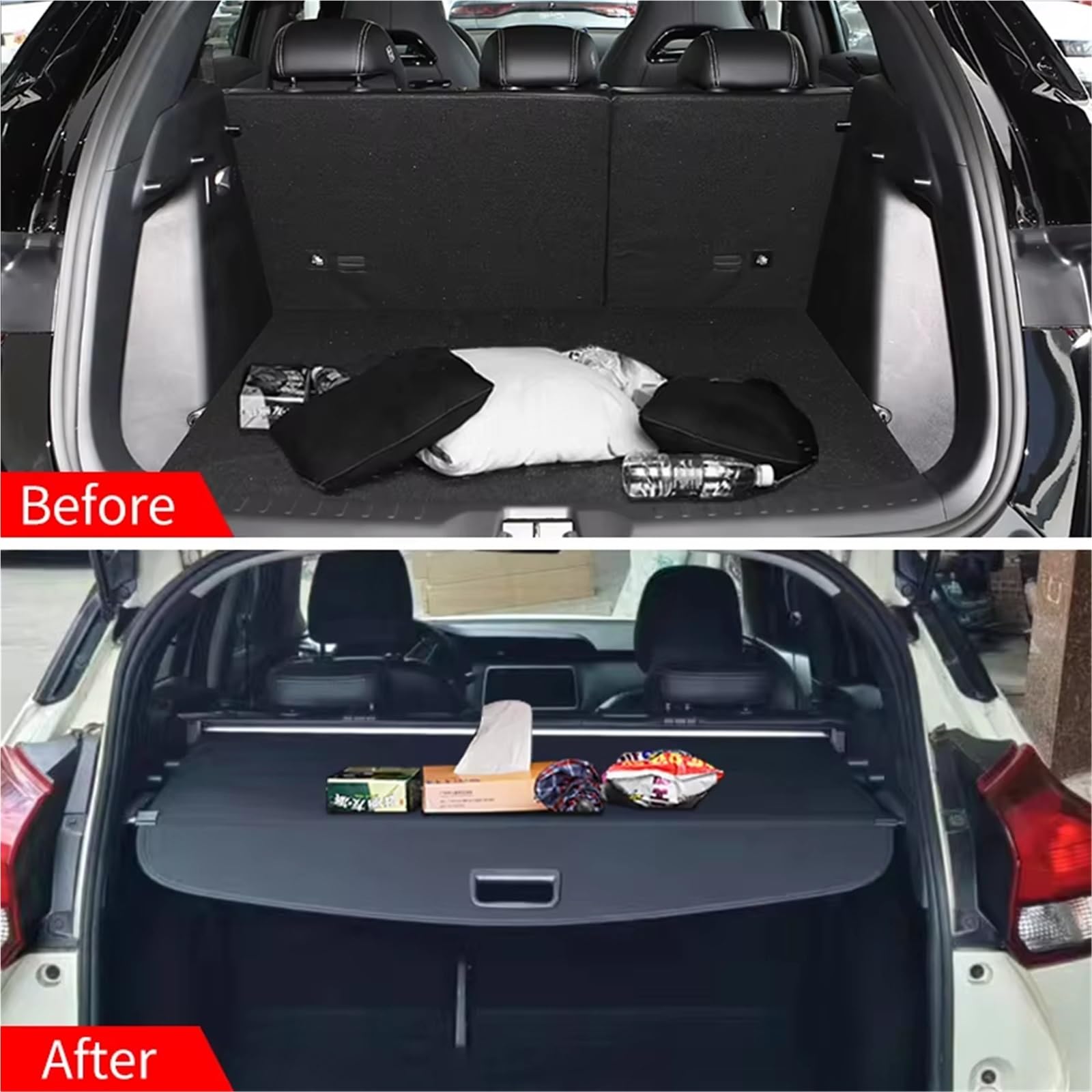 Generico Copertura Bagagliaio Auto per BYD per ATTO 3 2022-2024 Retrattile Tronco Cargo Copertura Pacchi Cremagliera Scudo Impermeabile Privacy Interni Auto(Fibra di Carbonio)