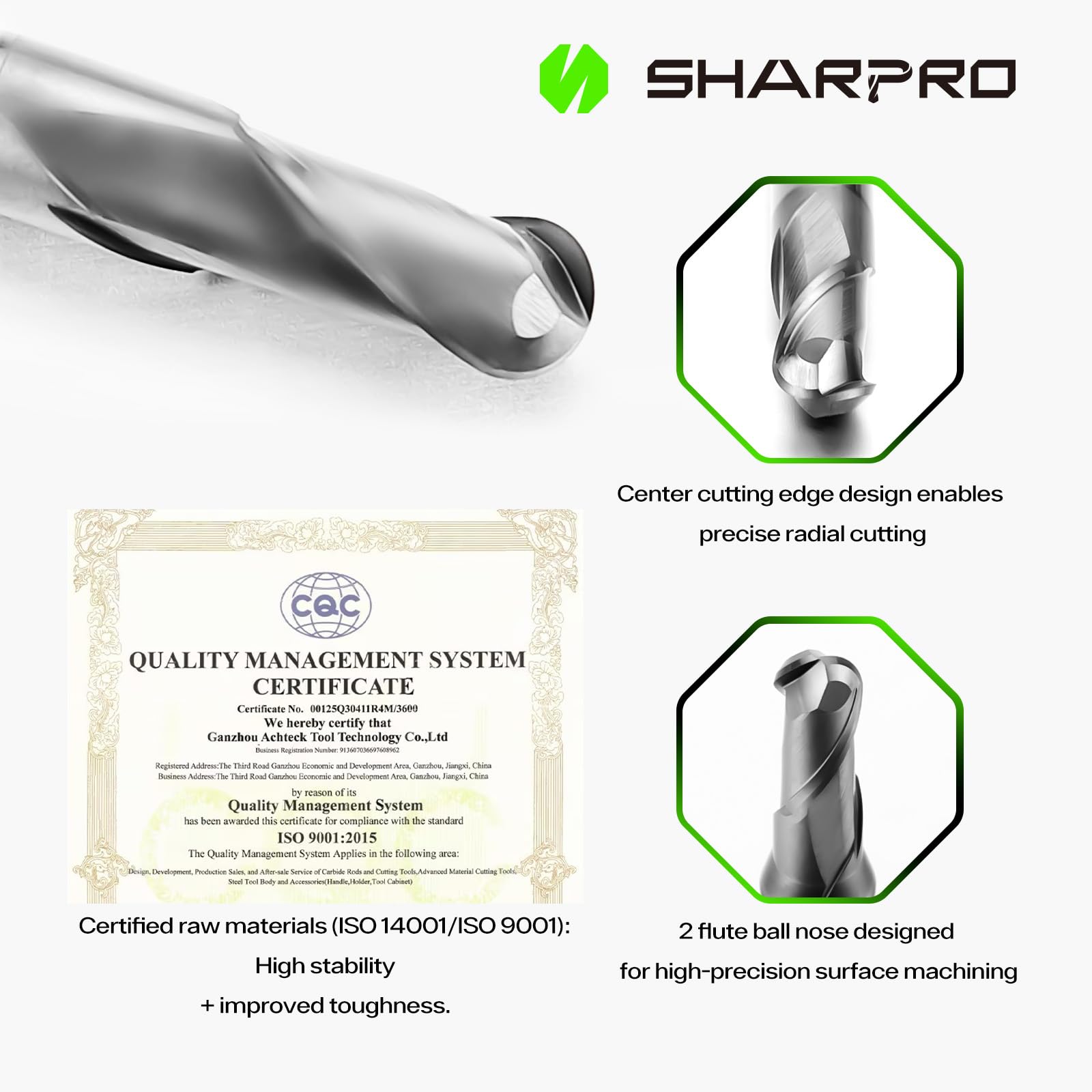 SHARPRO Carbide Ball Nose End Mill - Precision Cutting -3 SHARPRO Carbide Ball Nose End Mill - Precision Cutting -3