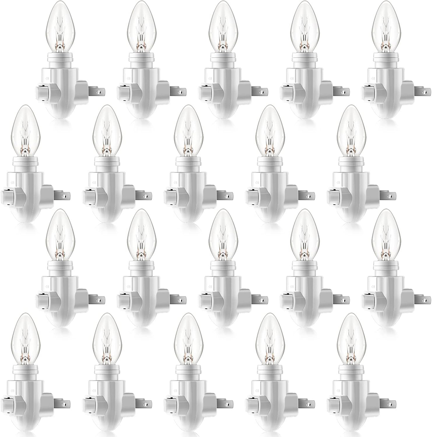 20 Pack Plug in Night Light Module and 20 Pack 4 Watt Bulb, Night Light