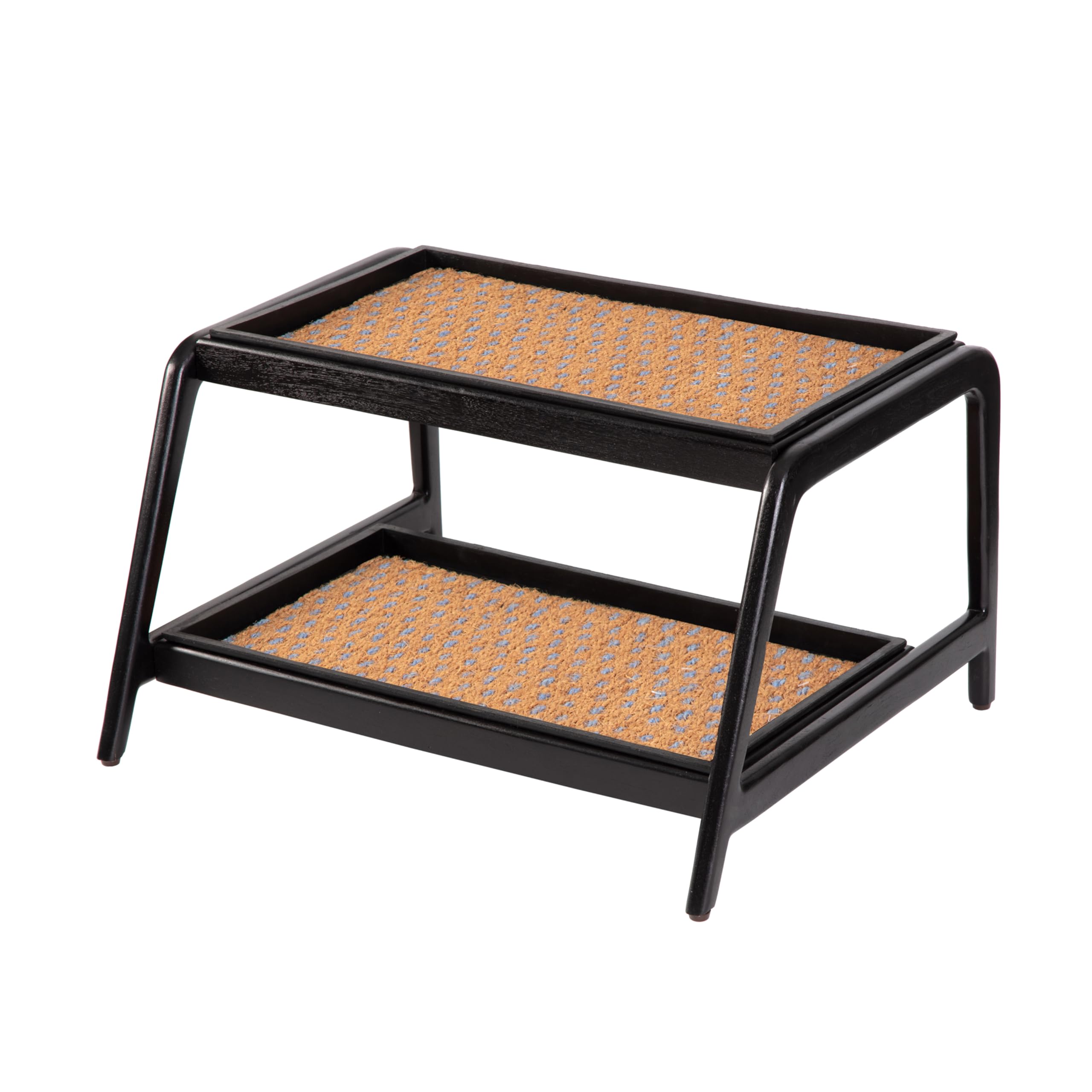 Anji Mountain 2-Tier Solid Wood Boot/Shoe Stand with Natural Rubber tray and coir insert, Fits 4 Pair (26.5