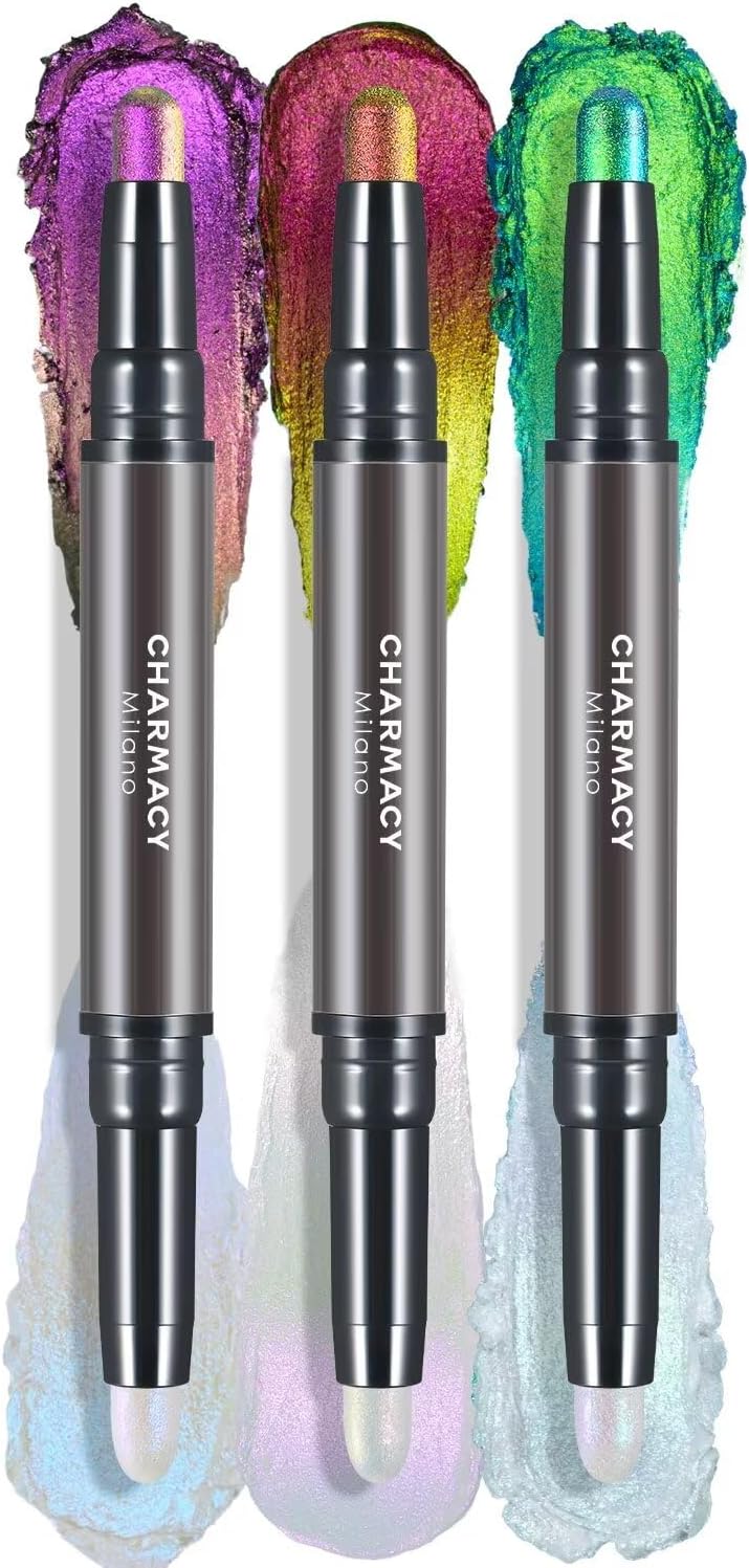 CHARMACY Multichrome 2 in 1 Cream Eyeshadow Stick, Waterproof Eye Brightener Highlighter Stick Makeup, High Pigmented, Smudge-Proof, Vegan & Cruelty-Free (SET1-901/903/905)