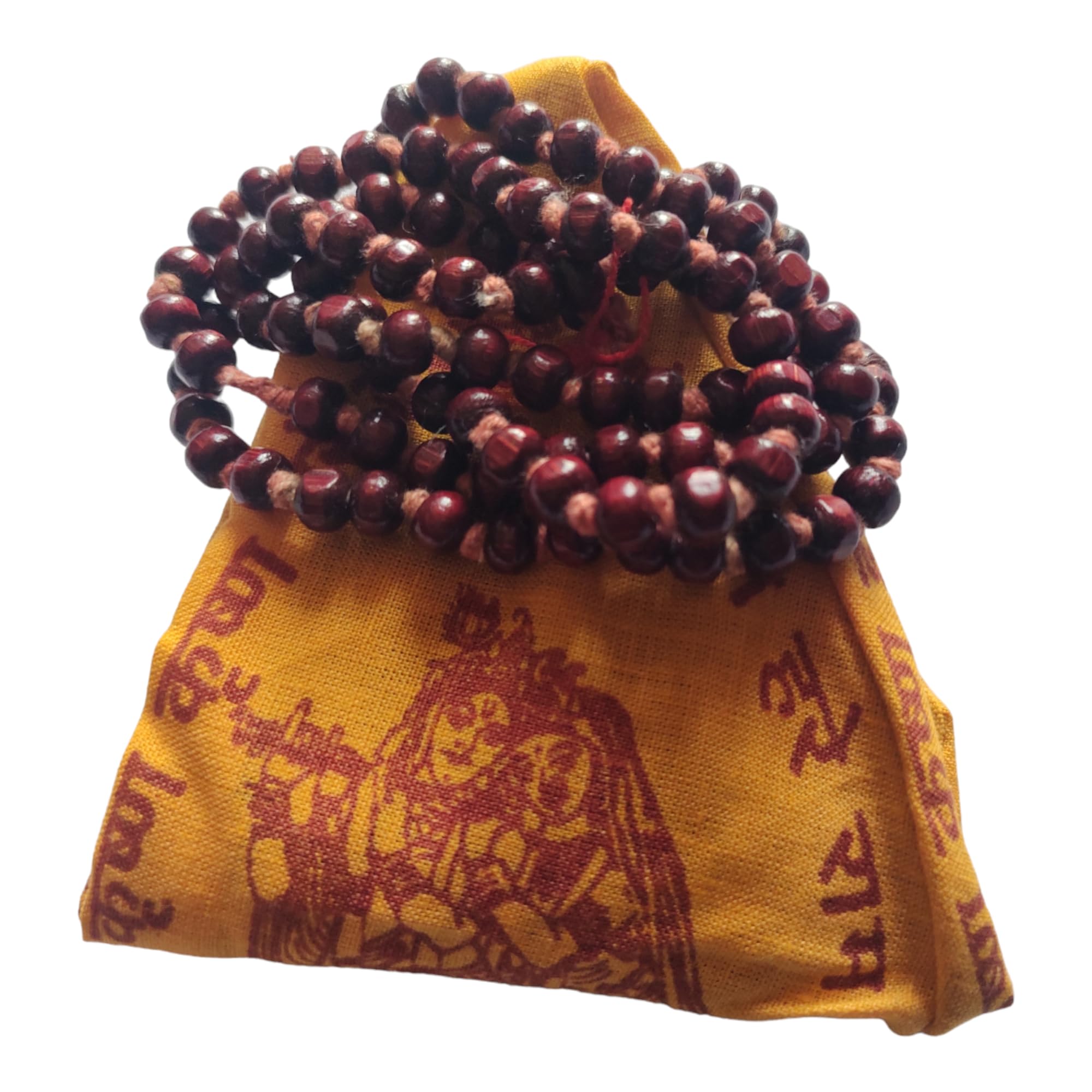 BHAVICREATION Tulsi Mala 108 Beads for Neck with Gaumukhi Jap Mala Bag for Pooja Worship (Red Tulsi mala)