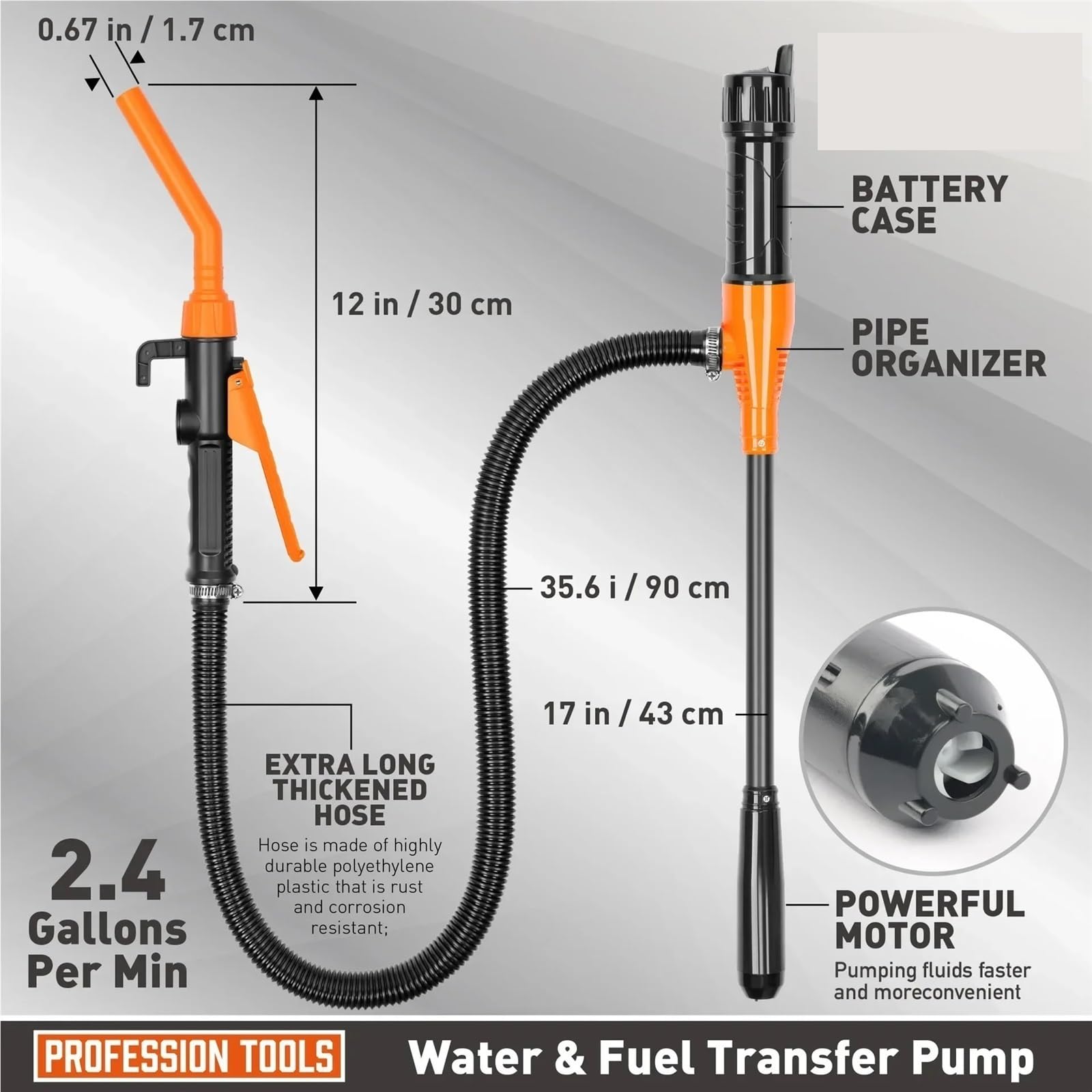 Bomba de combustible eléctrica Bomba extractora de aceite eléctrica portátil, herramienta manual para transferir líquidos y agua con boquilla pistola