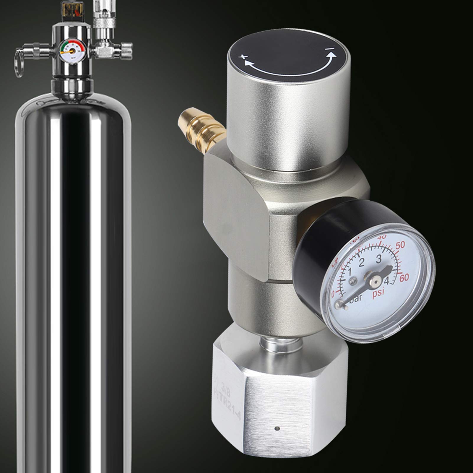 Zerodis Régulateur de gaz CO2 Régulateur de Pression 2 en 1 Soda avec Adaptateur 3 / 8in à TR21.4
