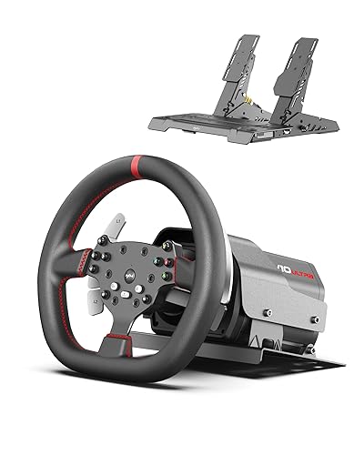 PXN Multi-Platform Force Feedback Racing Wheel, 3.2Nm Custom Servo, 10.6-inch Leather Rim, Dual-Paddle, Adjustable Hall Pedals, Compatible with PC, Xbox, PS4 -V10 Ultra Racing Wheel