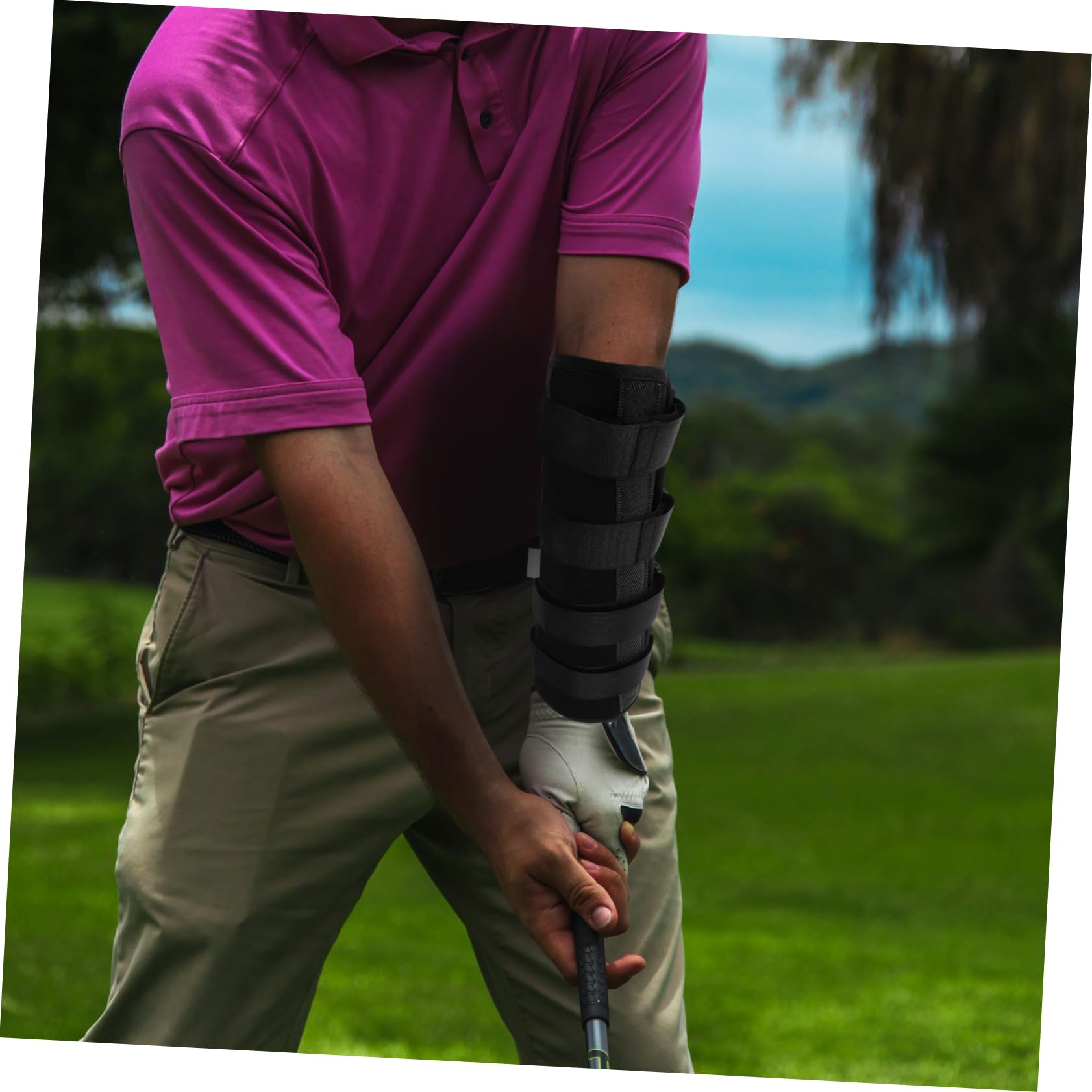 Garneck Golf Swing Training Aid Posture Corrector Pad Golfing Swing Brace for Starter Golf Elbow Brace