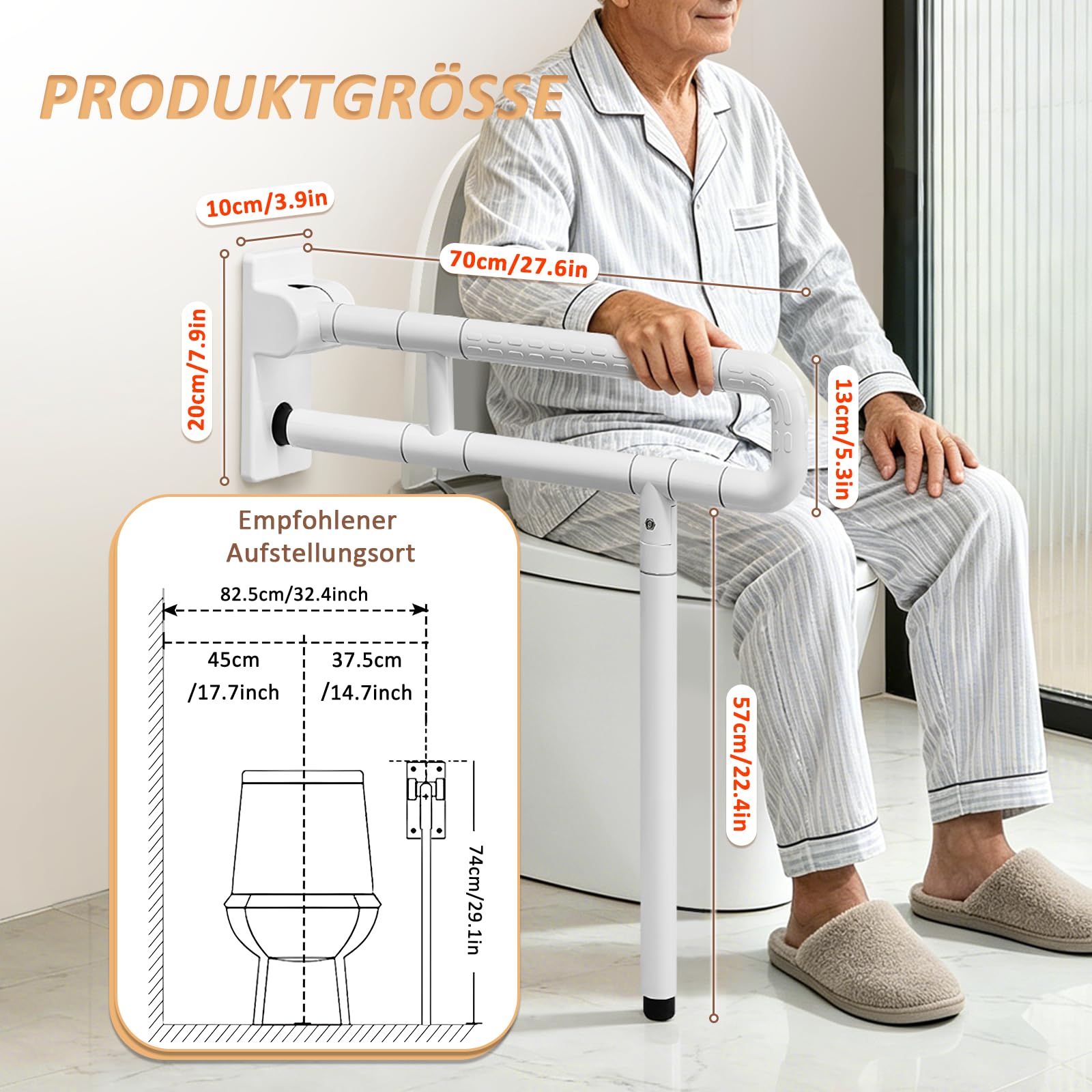 YUCHENGTECH Behinderten WC Haltegriff 70cm Belasten 150 kg | für Senioren Behinderten Schwangere