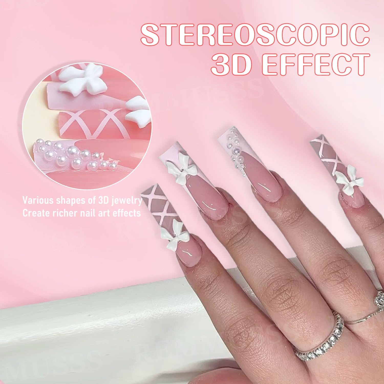 1 pudełko 12 siatek 3D Dekoracja paznokci, DIY Nail Art Design, Akcesoria do zdobienia paznokci dla kobiet i dziewcząt, mieszane kolorowe kokardy, płaskie tło koraliki, gwiazdy, kwiaty