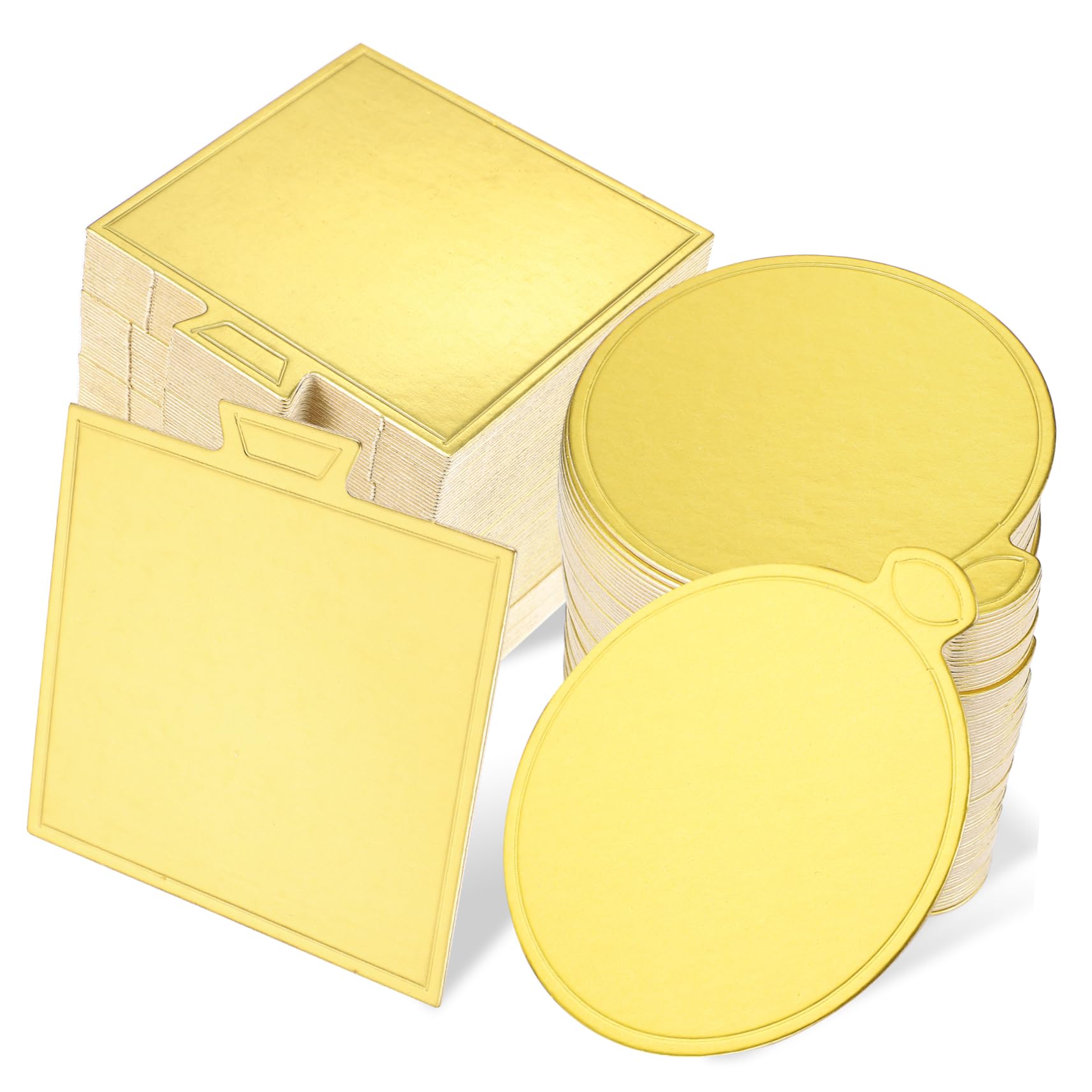 Abaodam Sottotorta Resistenti Oro 200 Quadrato Rotondo Carta e Pezzi in Antigrasso Eleganti per Esposizione Torte per Negozio di Dolci