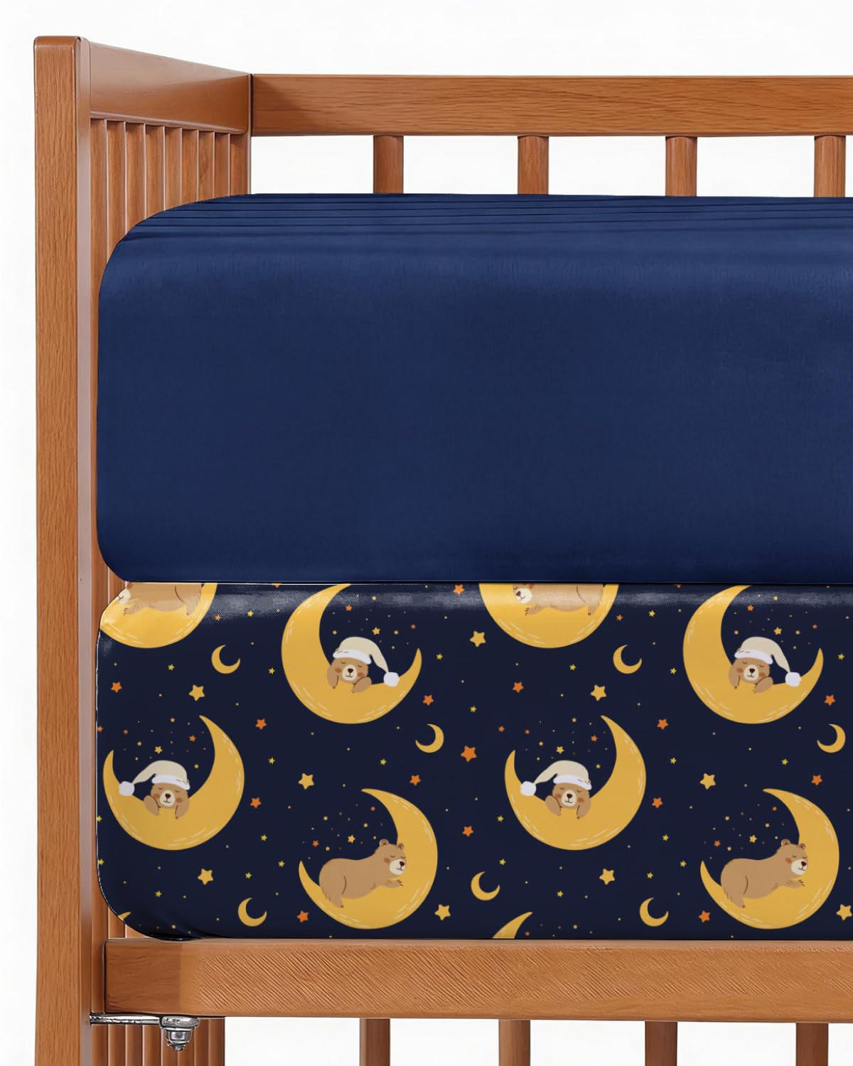 Baby Crib Sheets - Pack of 2 Fitted Sheets for Standard Crib - Moon Bear