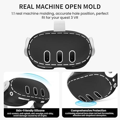 Miniatura 2 de Accesorios VR para Meta Quest 3, juego de funda protectora de silicona 2 en 1 y funda de agarre para controlador compatible con Meta Oculus Quest 3,