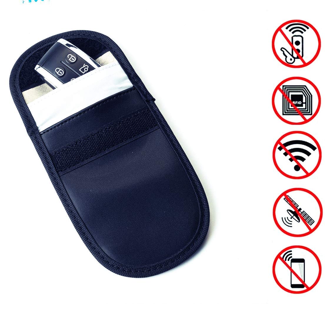2 x etui na kluczyki do samochodu, z osłoną RFID, ochrona przed kradzieżą, na kluczyki, karty kredytowe, etui ze sztucznej skóry, kolor czarny
