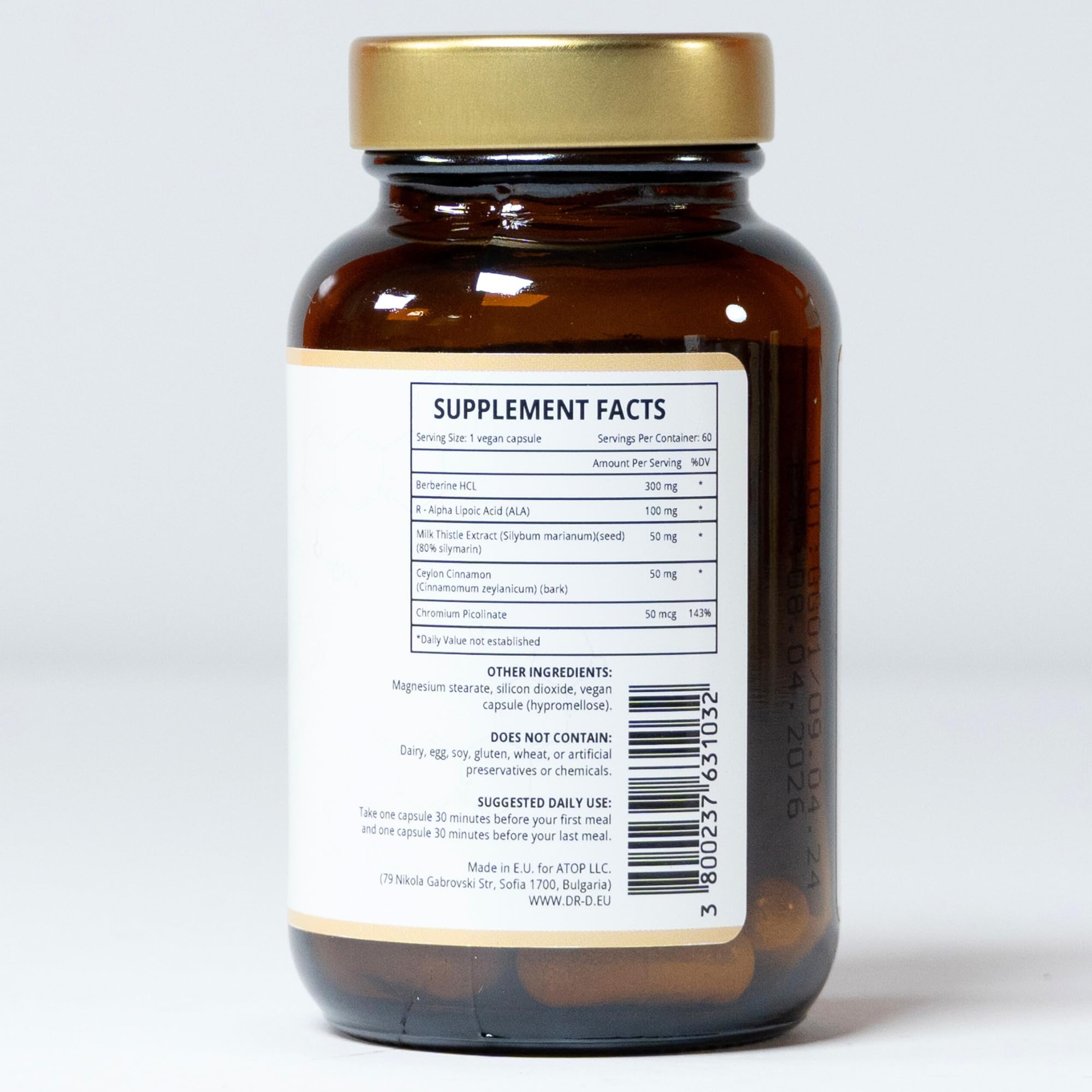 GLUCOGUARD-B von DR-D Longevity - Glukose-Optimierer auf Berberin-HCL-Basis, Hochdosiert, 60 Vegane Kapseln - 30 Tagesdosen